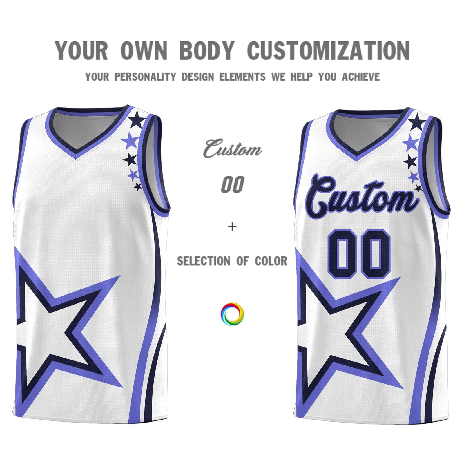 Custom White Shoulder Stars Graffiti Pattern Sets Basketball Jersey