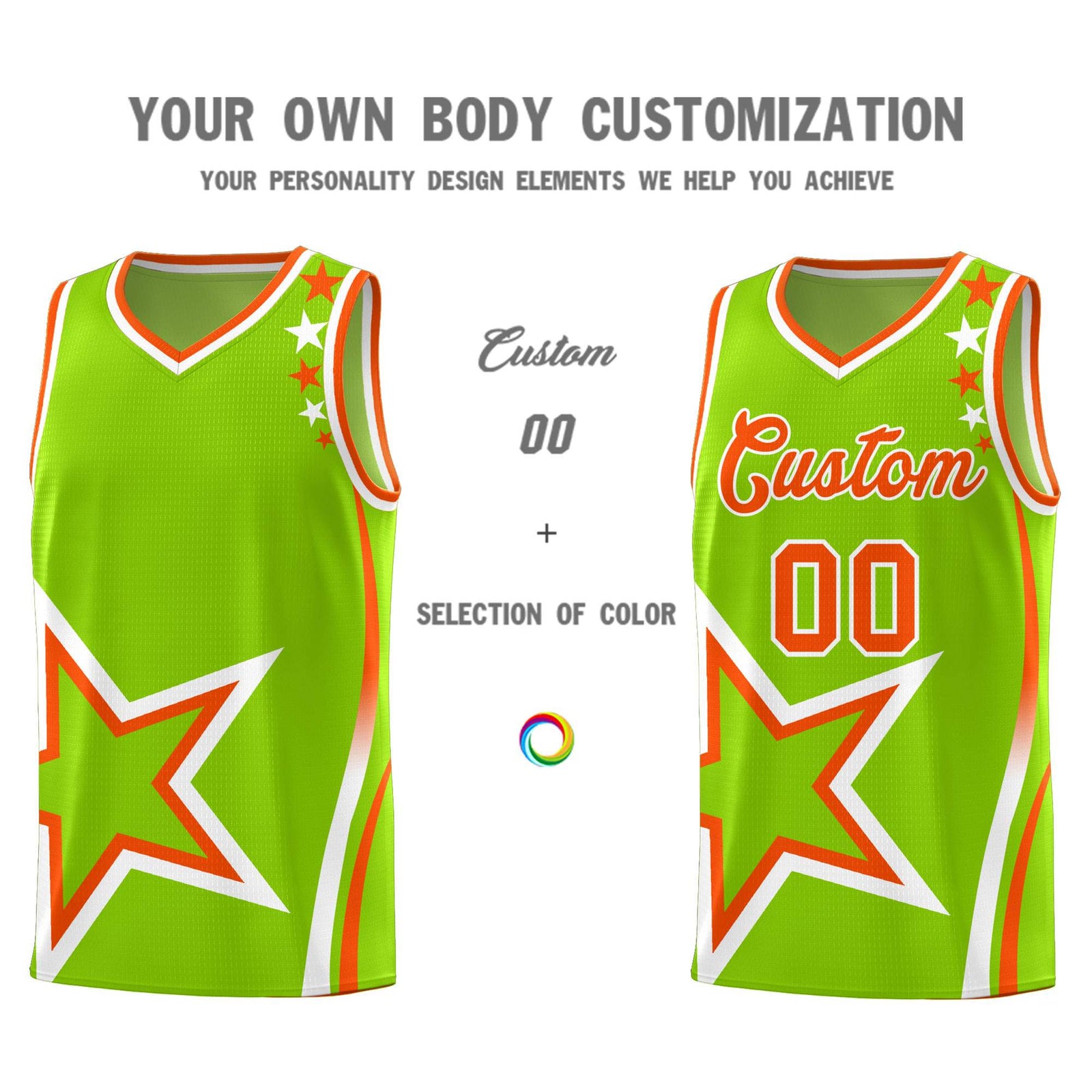 Custom Neon Green Shoulder Stars Graffiti Pattern Sets Basketball Jersey