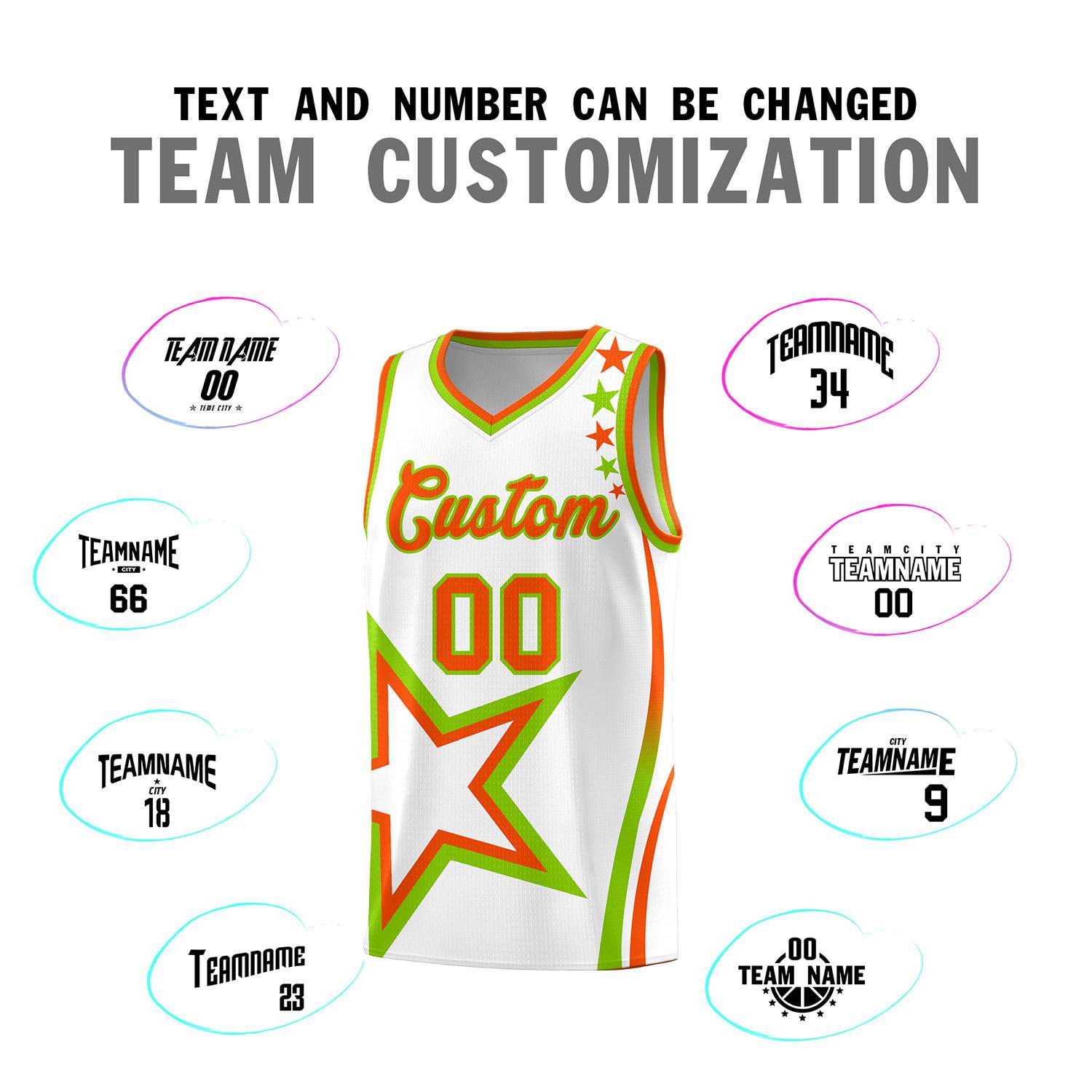 Custom White Shoulder Stars Graffiti Pattern Sets Basketball Jersey