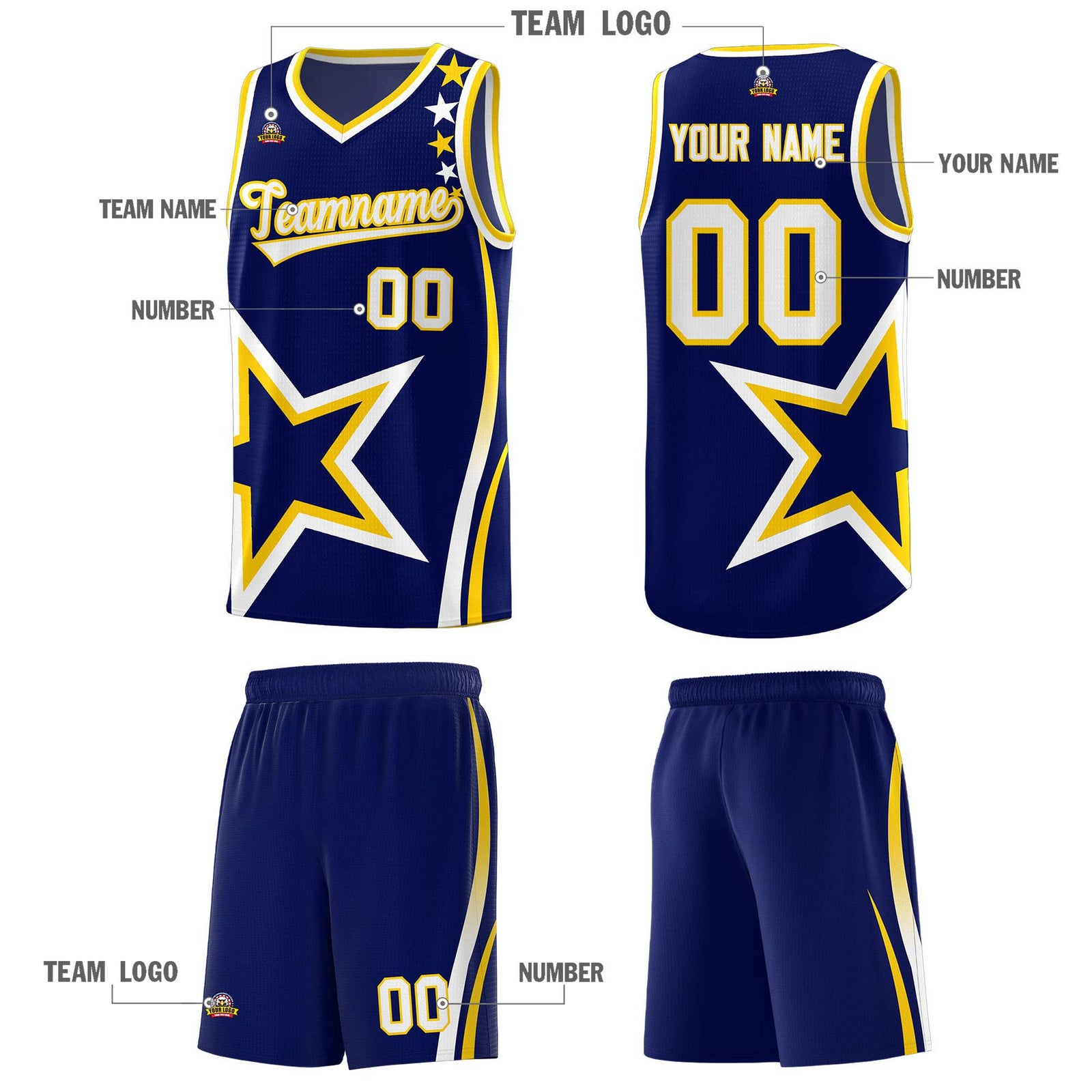 Custom Navy Shoulder Stars Graffiti Pattern Sets Basketball Jersey