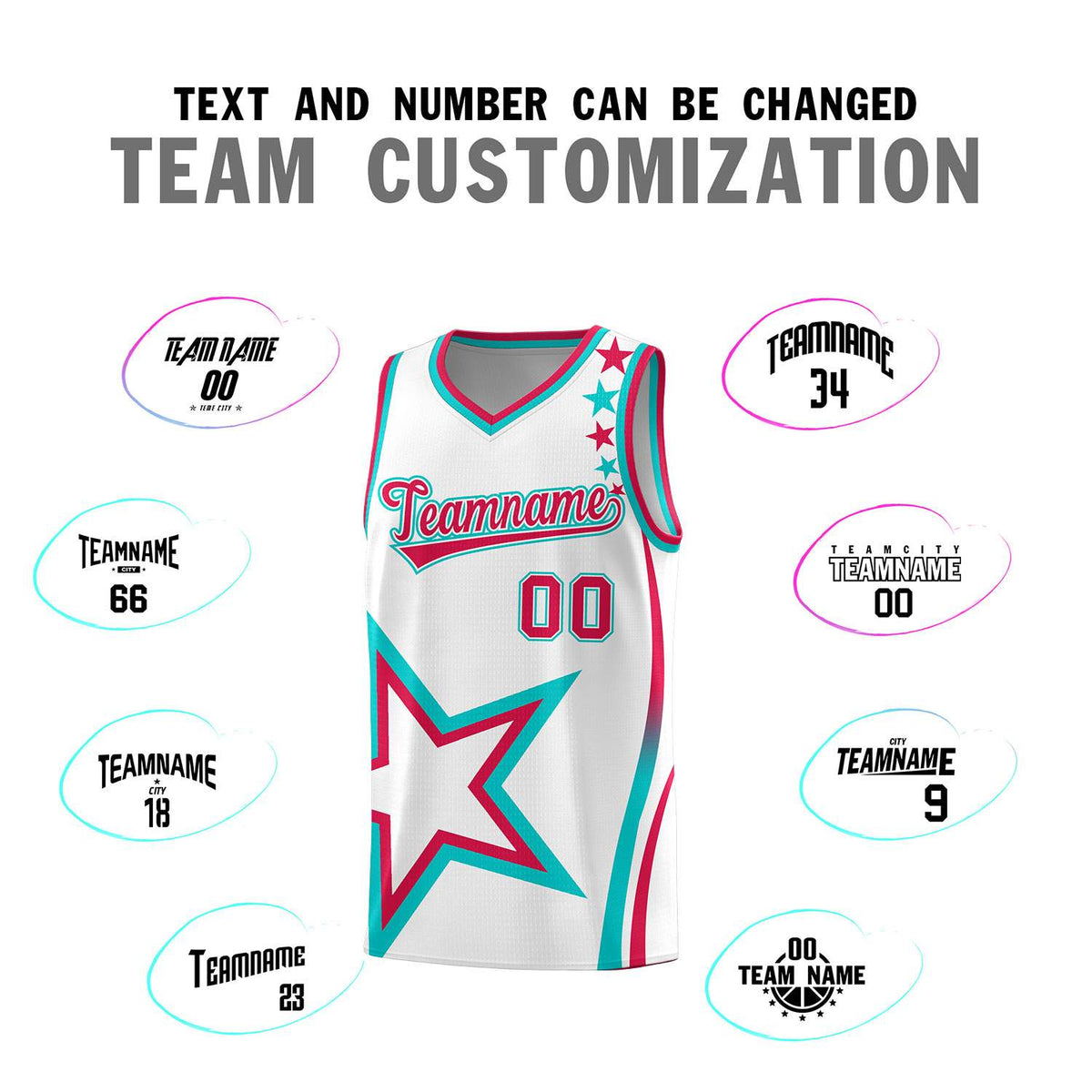 Custom White Shoulder Stars Graffiti Pattern Sets Basketball Jersey