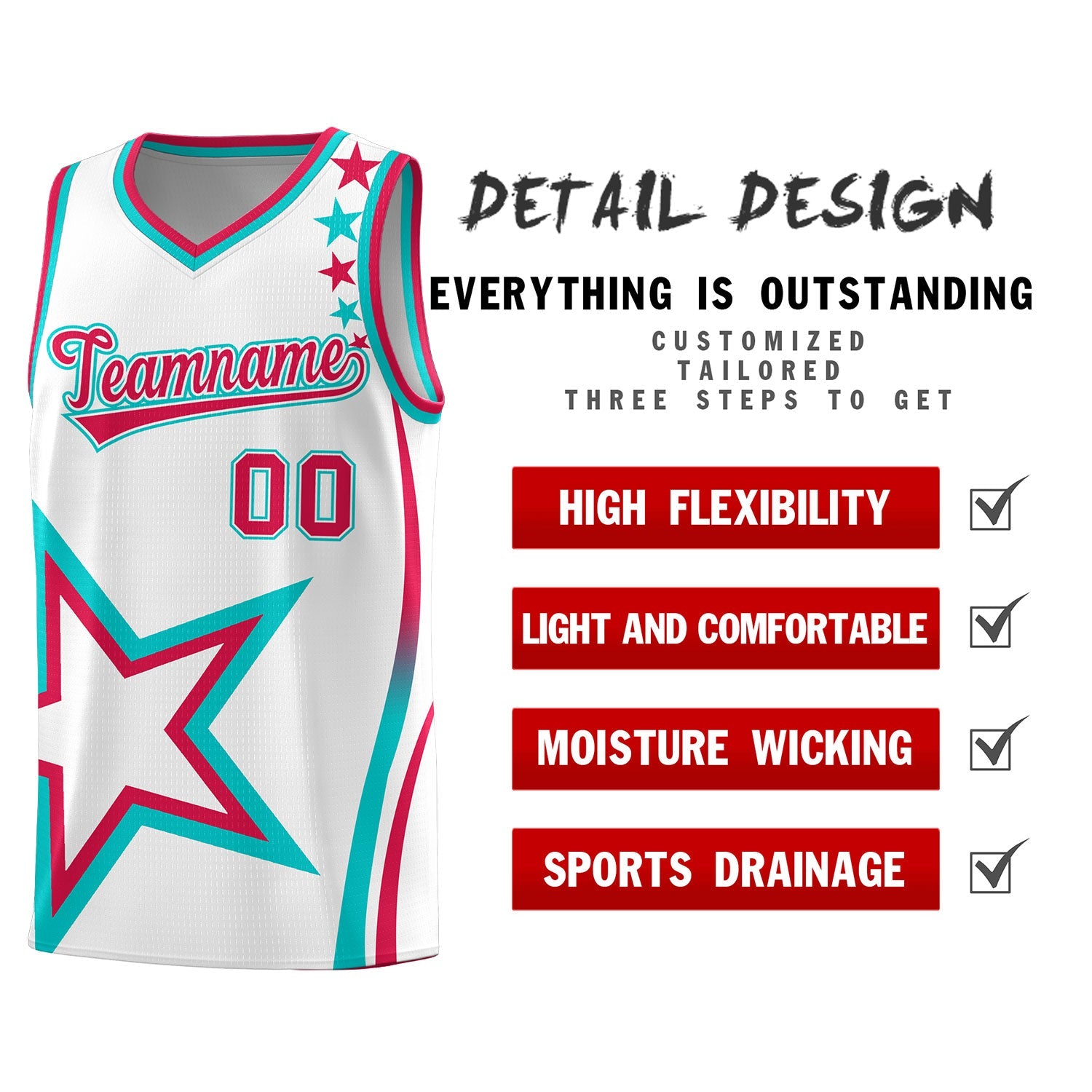 Custom White Shoulder Stars Graffiti Pattern Sets Basketball Jersey