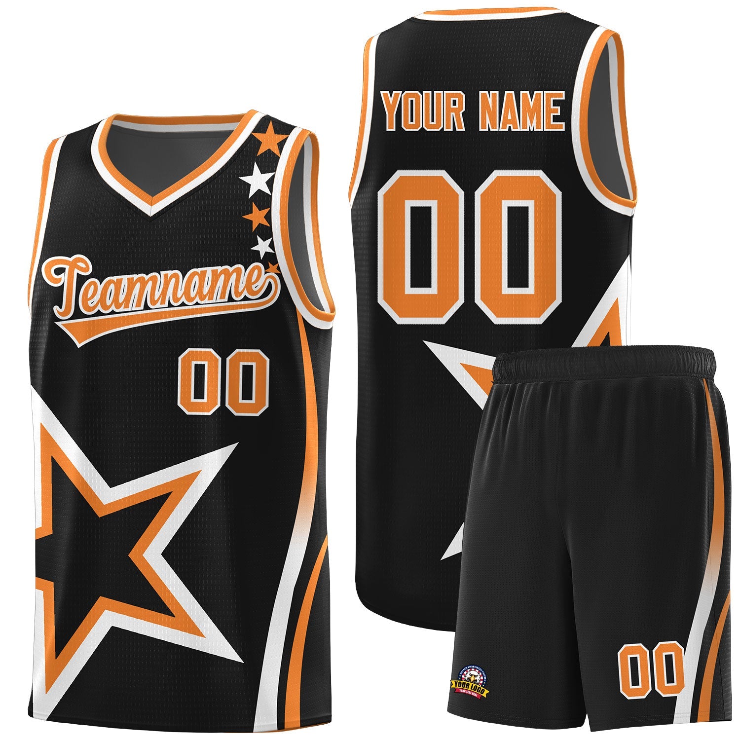 Custom Black Shoulder Stars Graffiti Pattern Sets Basketball Jersey