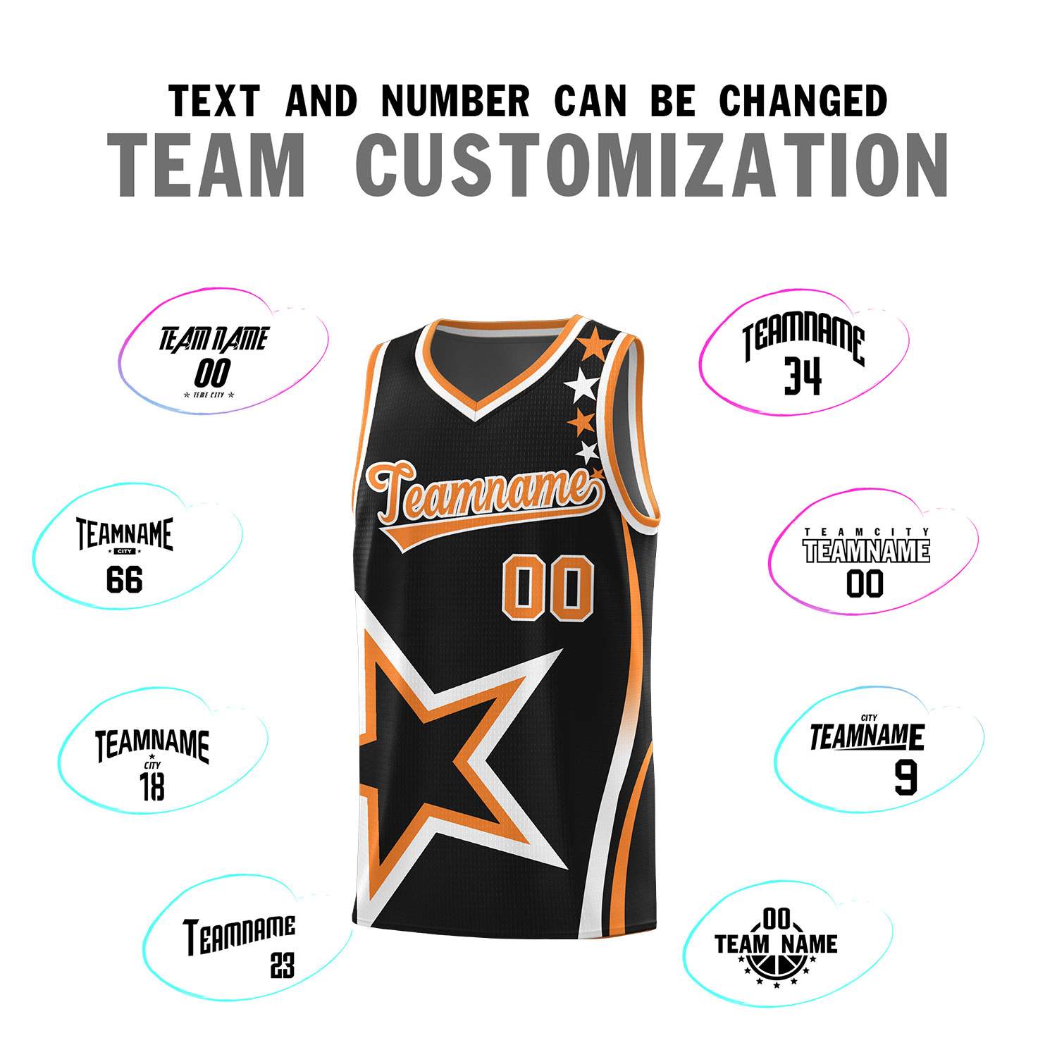 Custom Black Shoulder Stars Graffiti Pattern Sets Basketball Jersey