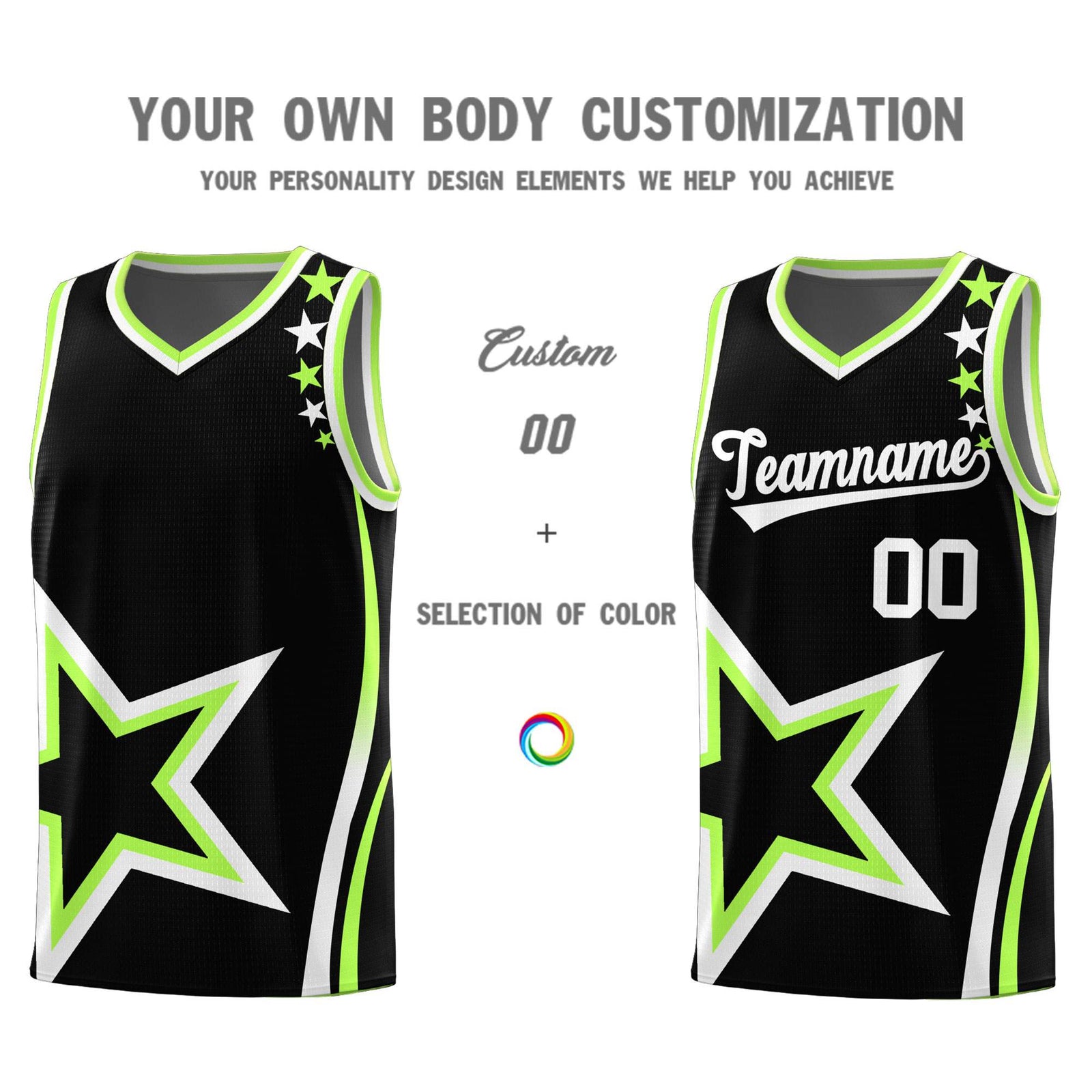 Custom Black Shoulder Stars Graffiti Pattern Sets Basketball Jersey