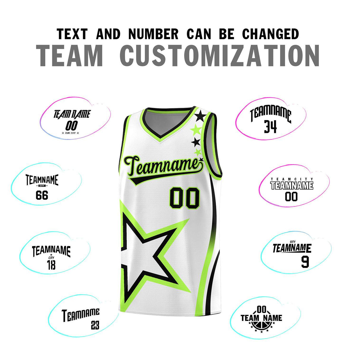 Custom White Shoulder Stars Graffiti Pattern Sets Basketball Jersey