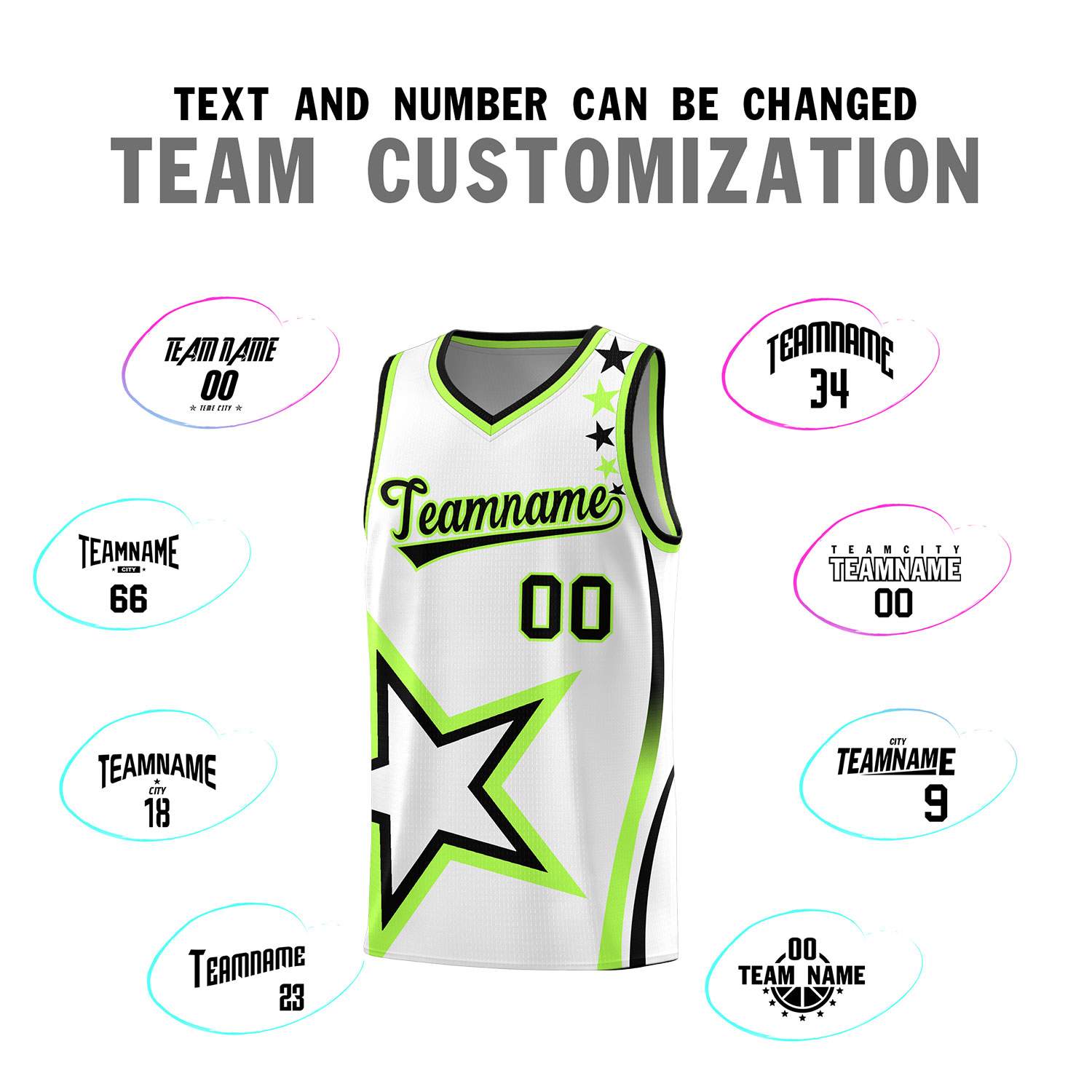 Custom White Shoulder Stars Graffiti Pattern Sets Basketball Jersey