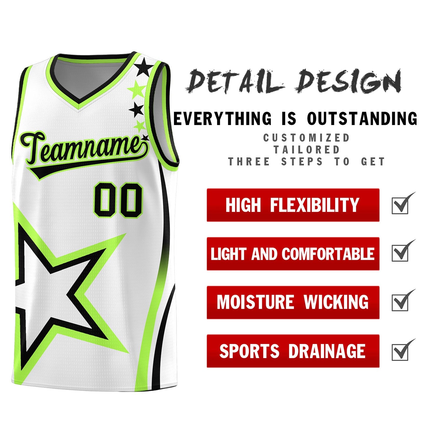 Custom White Shoulder Stars Graffiti Pattern Sets Basketball Jersey