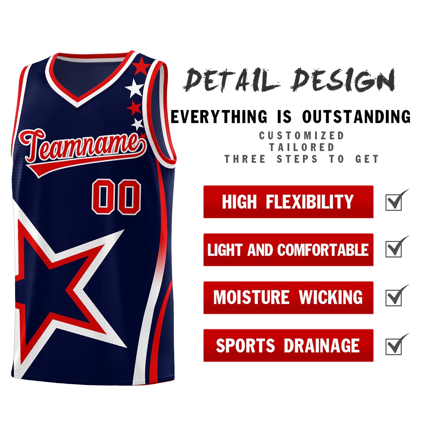 Custom Navy Shoulder Stars Graffiti Pattern Sets Basketball Jersey