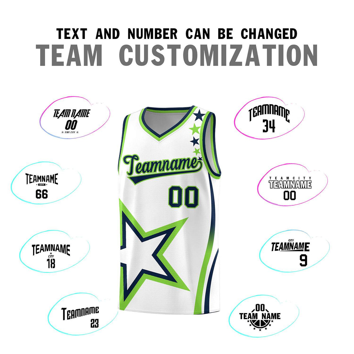 Custom White Shoulder Stars Graffiti Pattern Sets Basketball Jersey