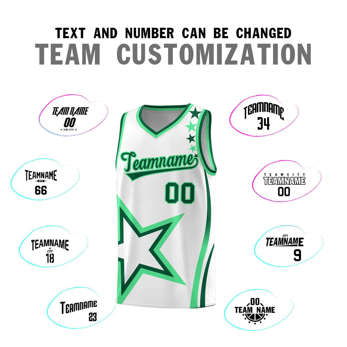Custom White Shoulder Stars Graffiti Pattern Sets Basketball Jersey