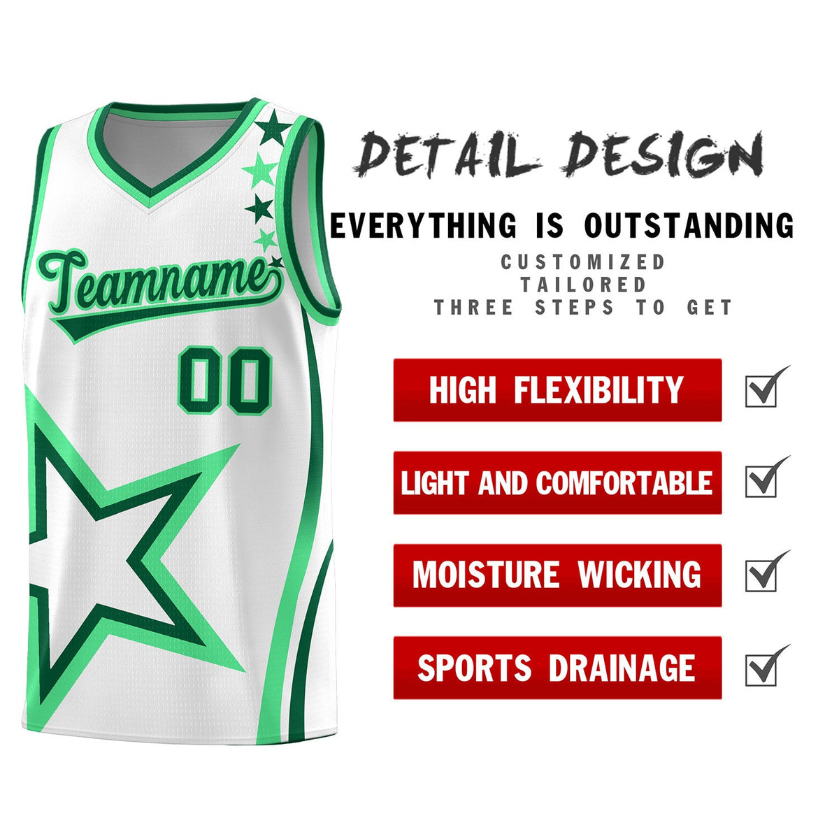 Custom White Shoulder Stars Graffiti Pattern Sets Basketball Jersey