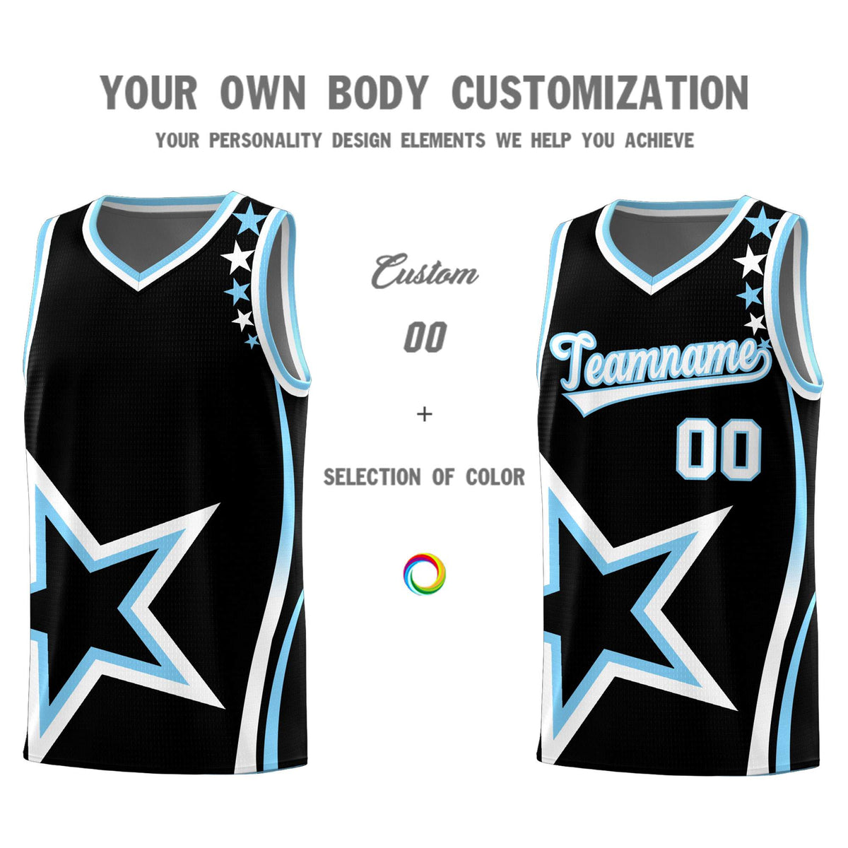 Custom Black Shoulder Stars Graffiti Pattern Sets Basketball Jersey