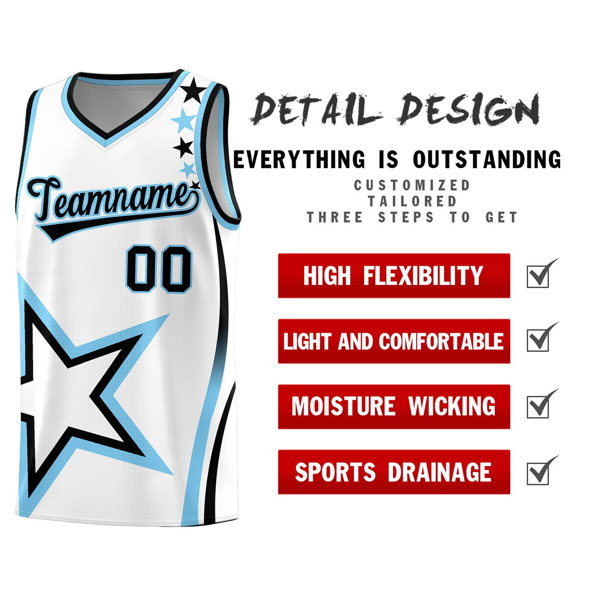 Custom White Shoulder Stars Graffiti Pattern Sets Basketball Jersey