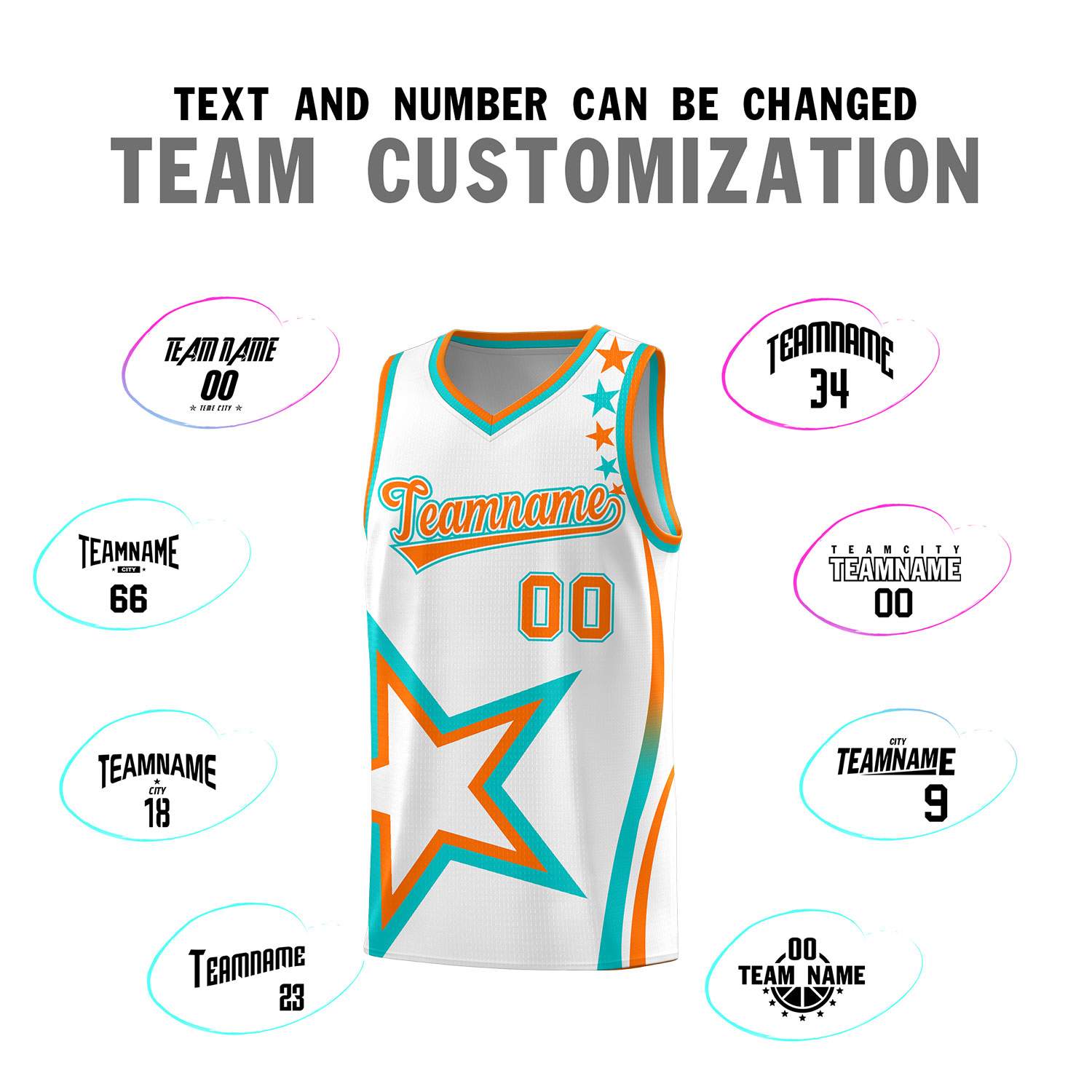 Custom White Shoulder Stars Graffiti Pattern Sets Basketball Jersey