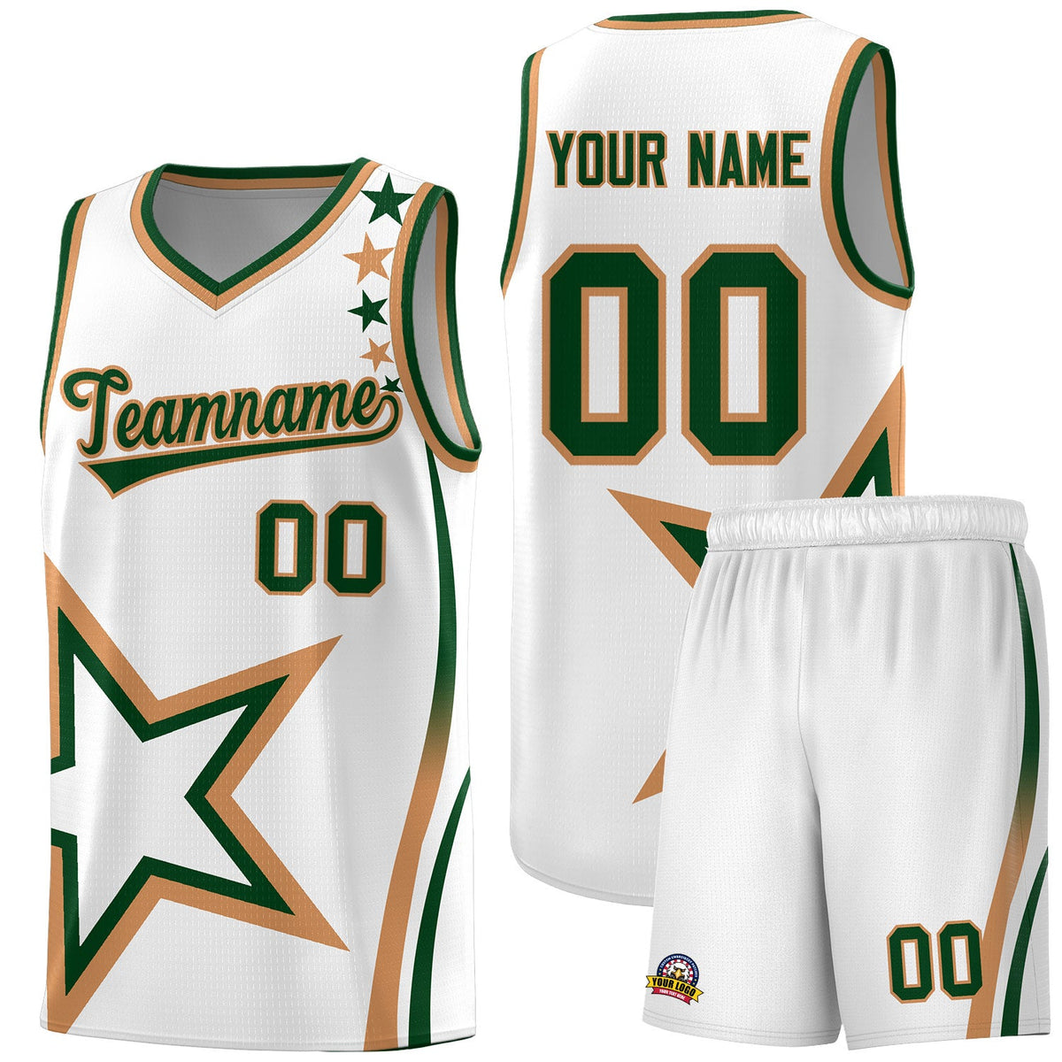 Custom White Shoulder Stars Graffiti Pattern Sets Basketball Jersey