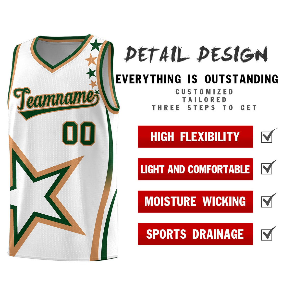 Custom White Shoulder Stars Graffiti Pattern Sets Basketball Jersey