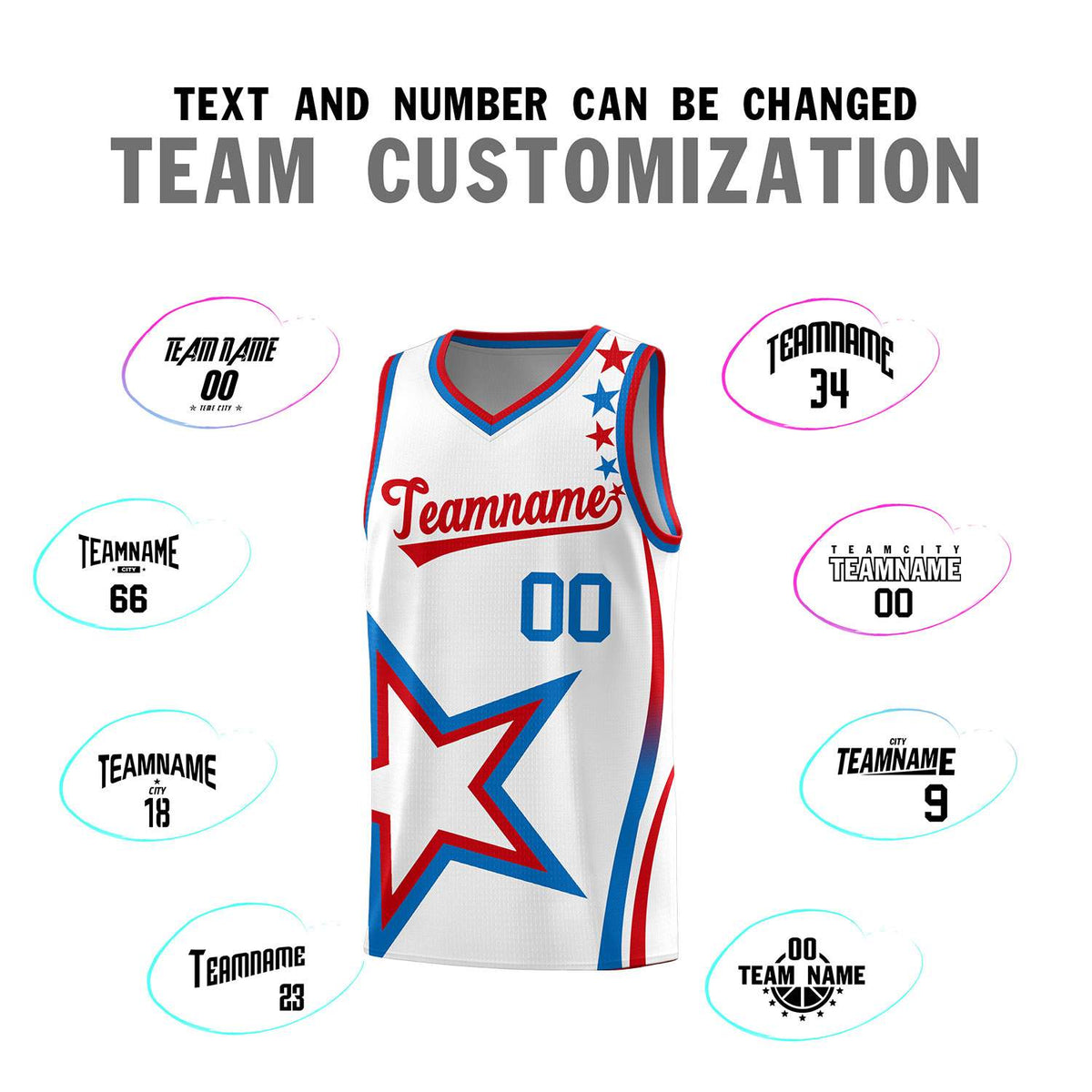 Custom White Shoulder Stars Graffiti Pattern Sets Basketball Jersey
