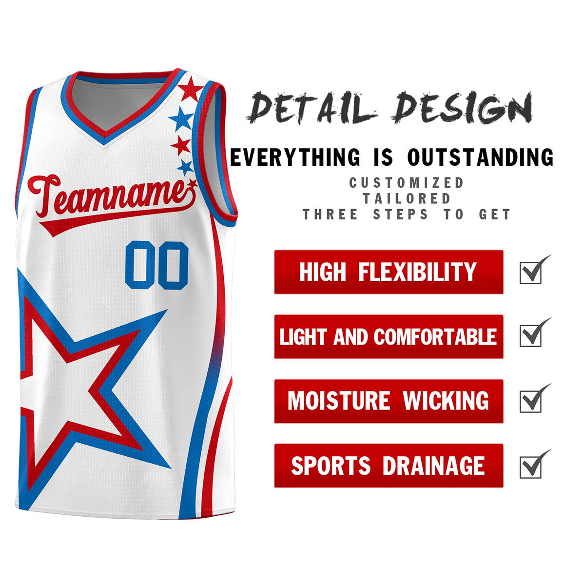 Custom White Shoulder Stars Graffiti Pattern Sets Basketball Jersey