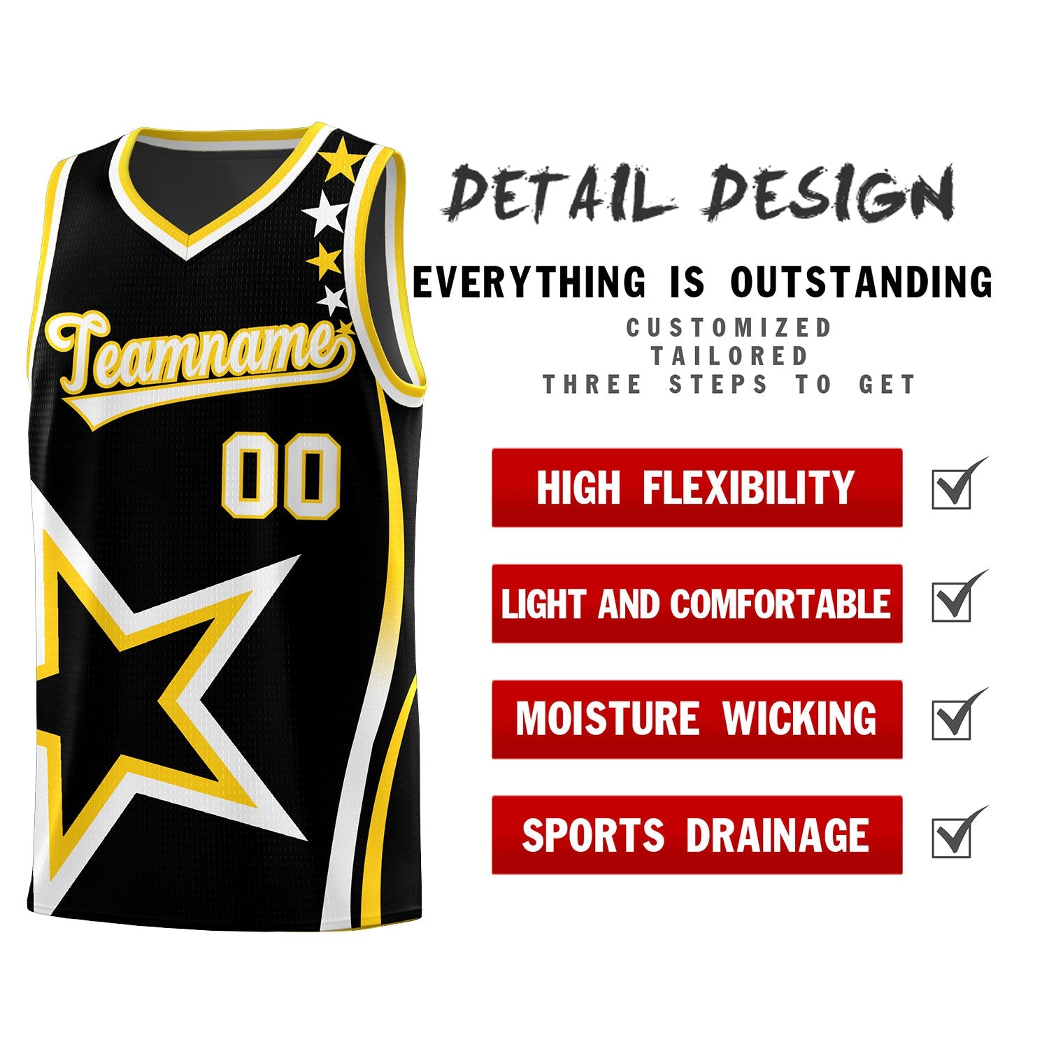Custom Black Shoulder Stars Graffiti Pattern Sets Basketball Jersey
