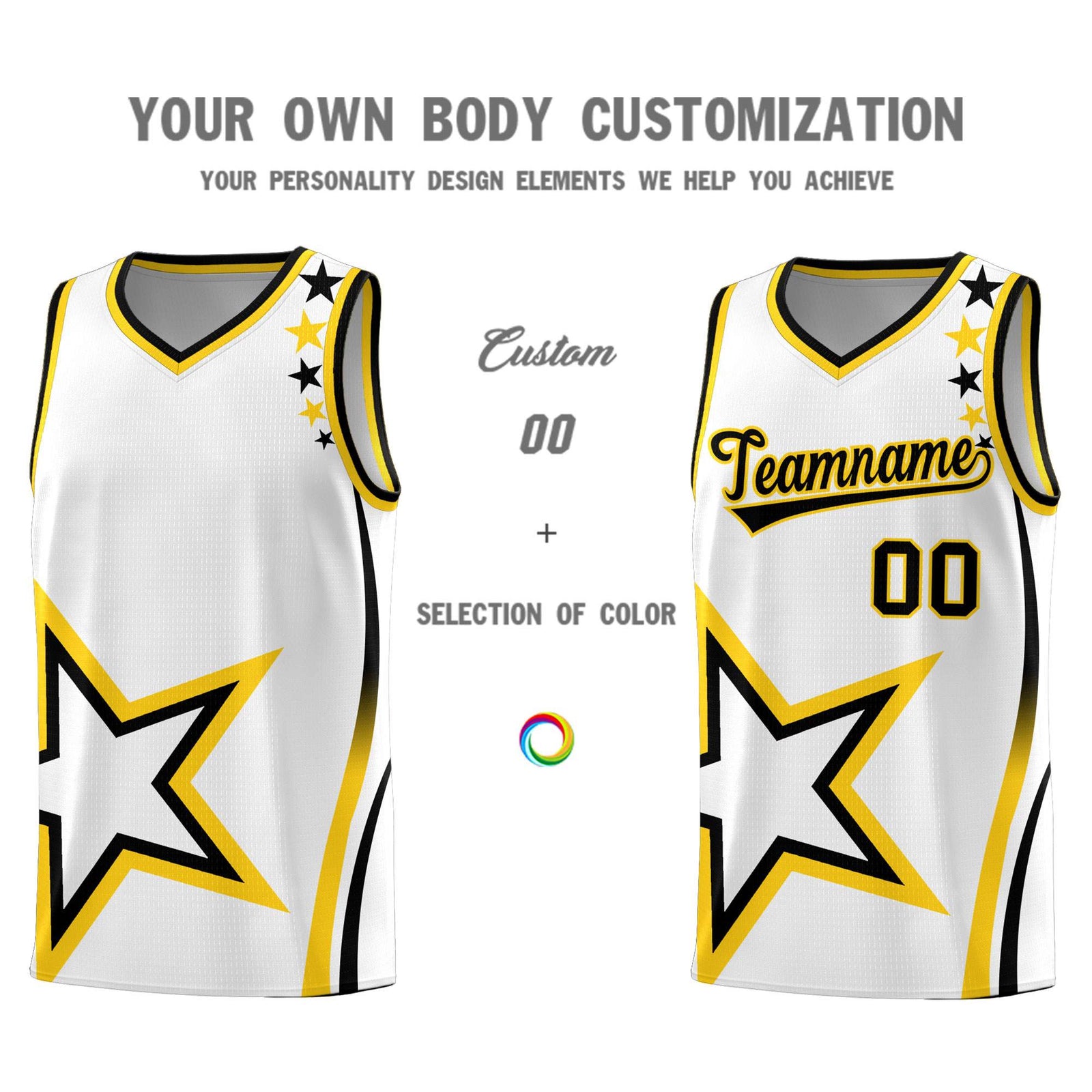 Custom White Shoulder Stars Graffiti Pattern Sets Basketball Jersey