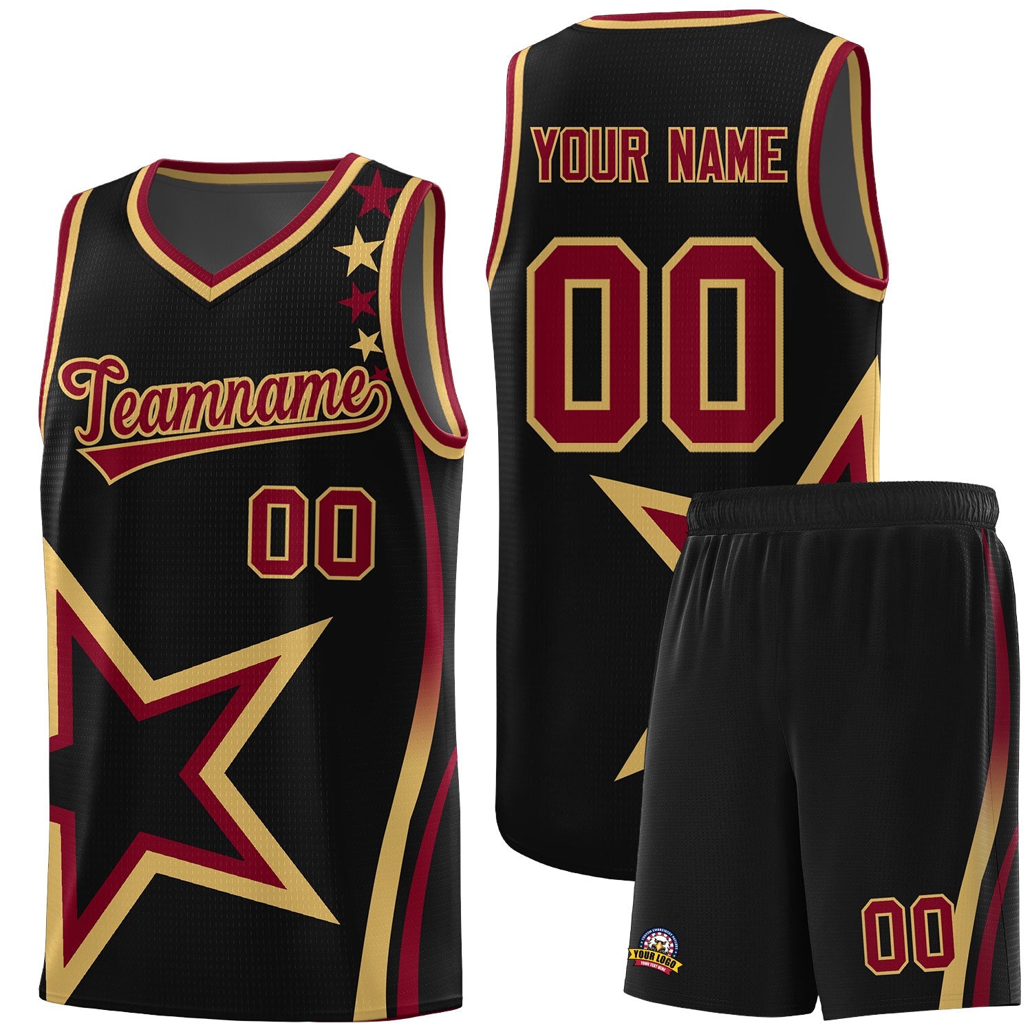Custom Black Shoulder Stars Graffiti Pattern Sets Basketball Jersey