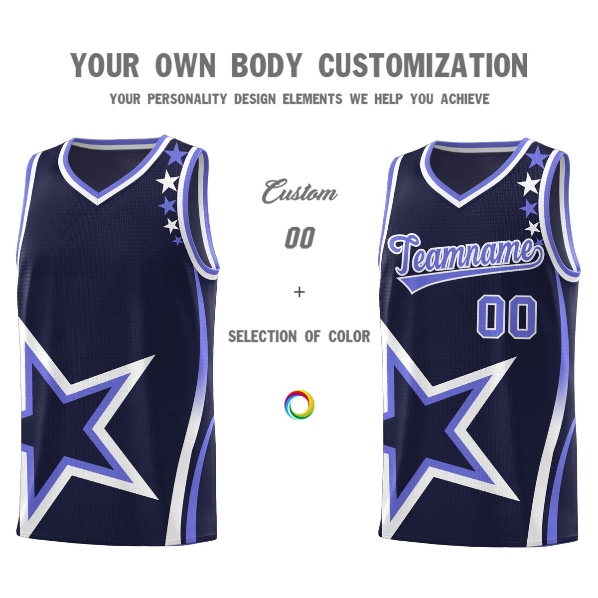 Custom Navy Shoulder Stars Graffiti Pattern Sets Basketball Jersey