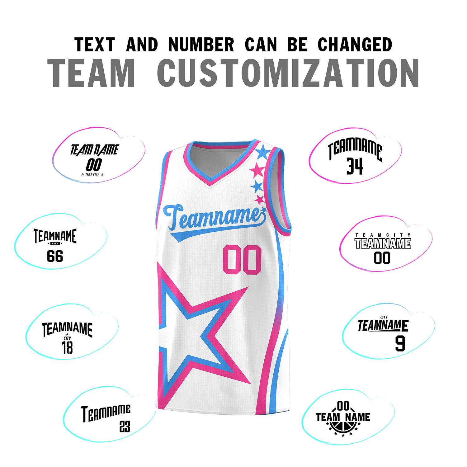 Custom White Shoulder Stars Graffiti Pattern Sets Basketball Jersey
