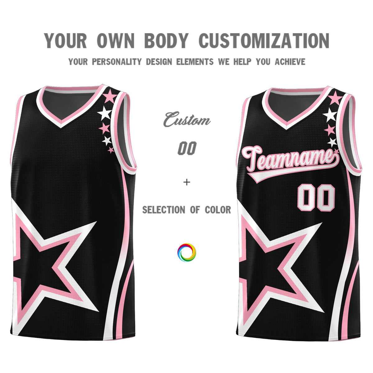 Custom Black Shoulder Stars Graffiti Pattern Sets Basketball Jersey