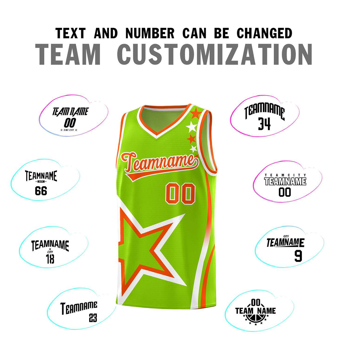 Custom Neon Green Shoulder Stars Graffiti Pattern Sets Basketball Jersey