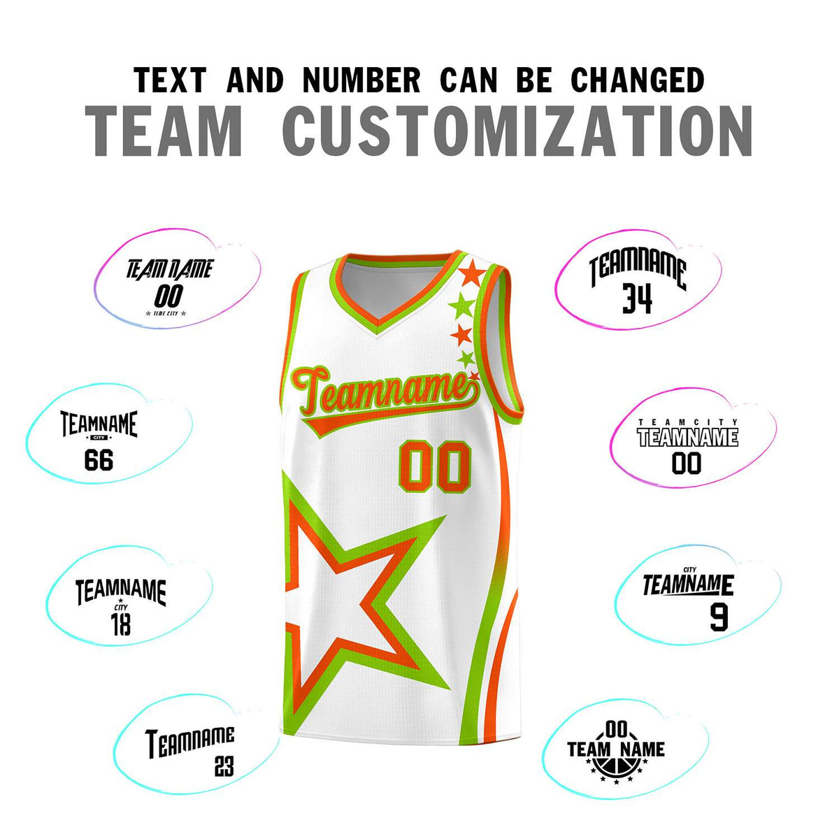 Custom White Shoulder Stars Graffiti Pattern Sets Basketball Jersey