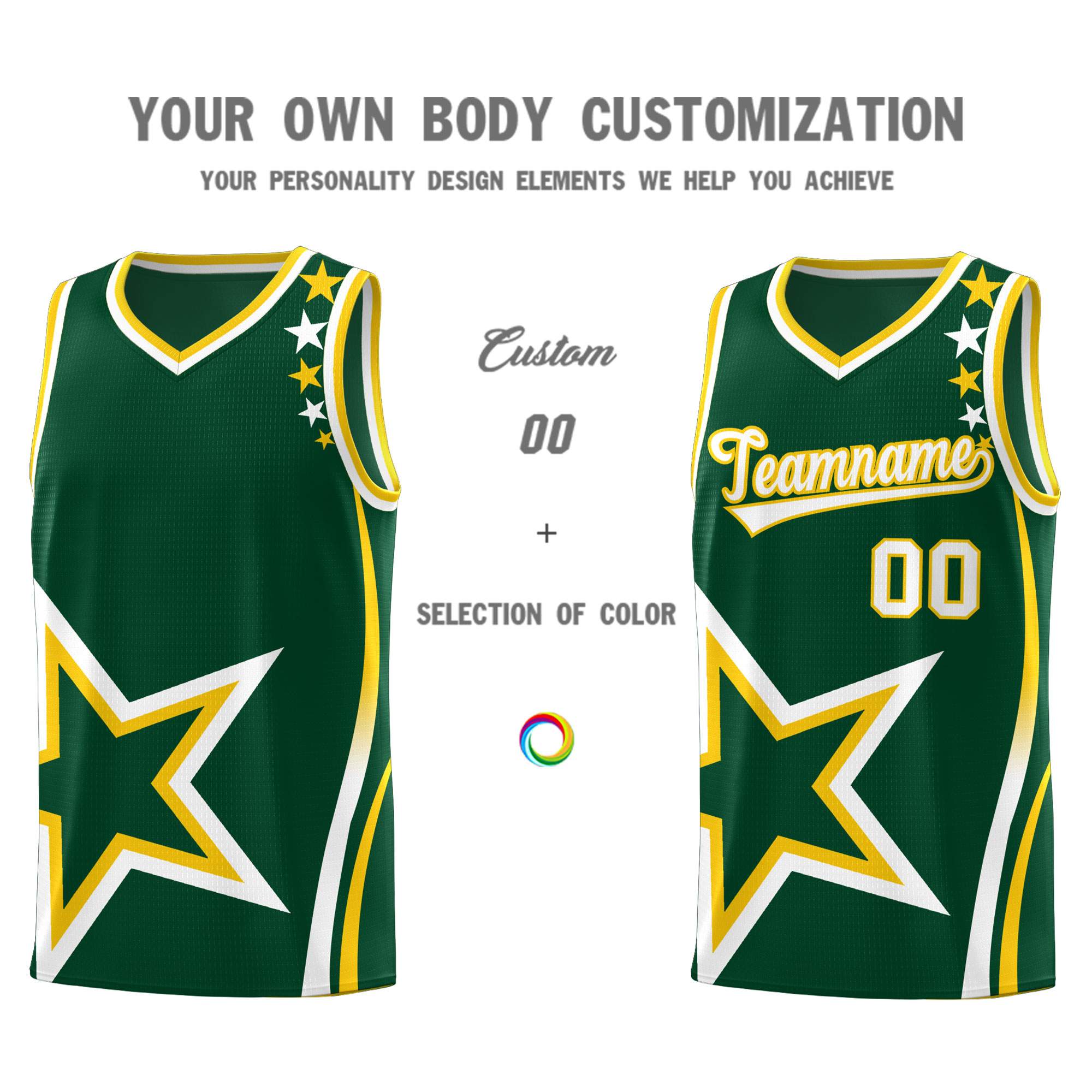 Custom Hunter Green Shoulder Stars Graffiti Pattern Sets Basketball Jersey