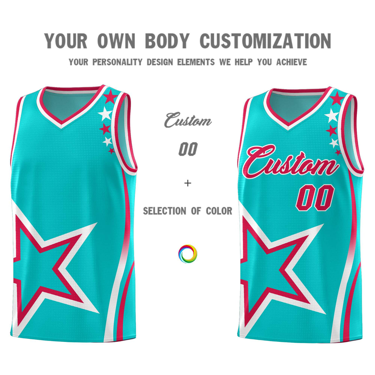 Custom Aqua Shoulder Stars Graffiti Pattern Sets Basketball Jersey