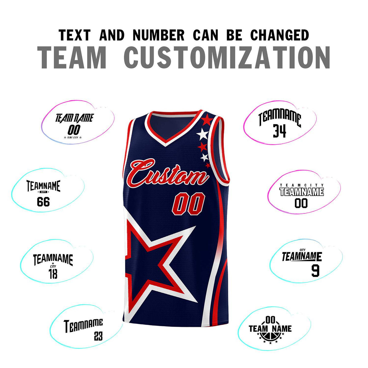 Custom Navy Shoulder Stars Graffiti Pattern Sets Basketball Jersey