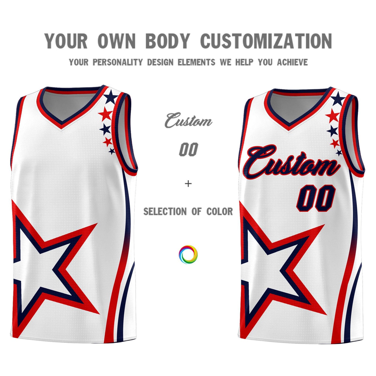 Custom White Shoulder Stars Graffiti Pattern Sets Basketball Jersey