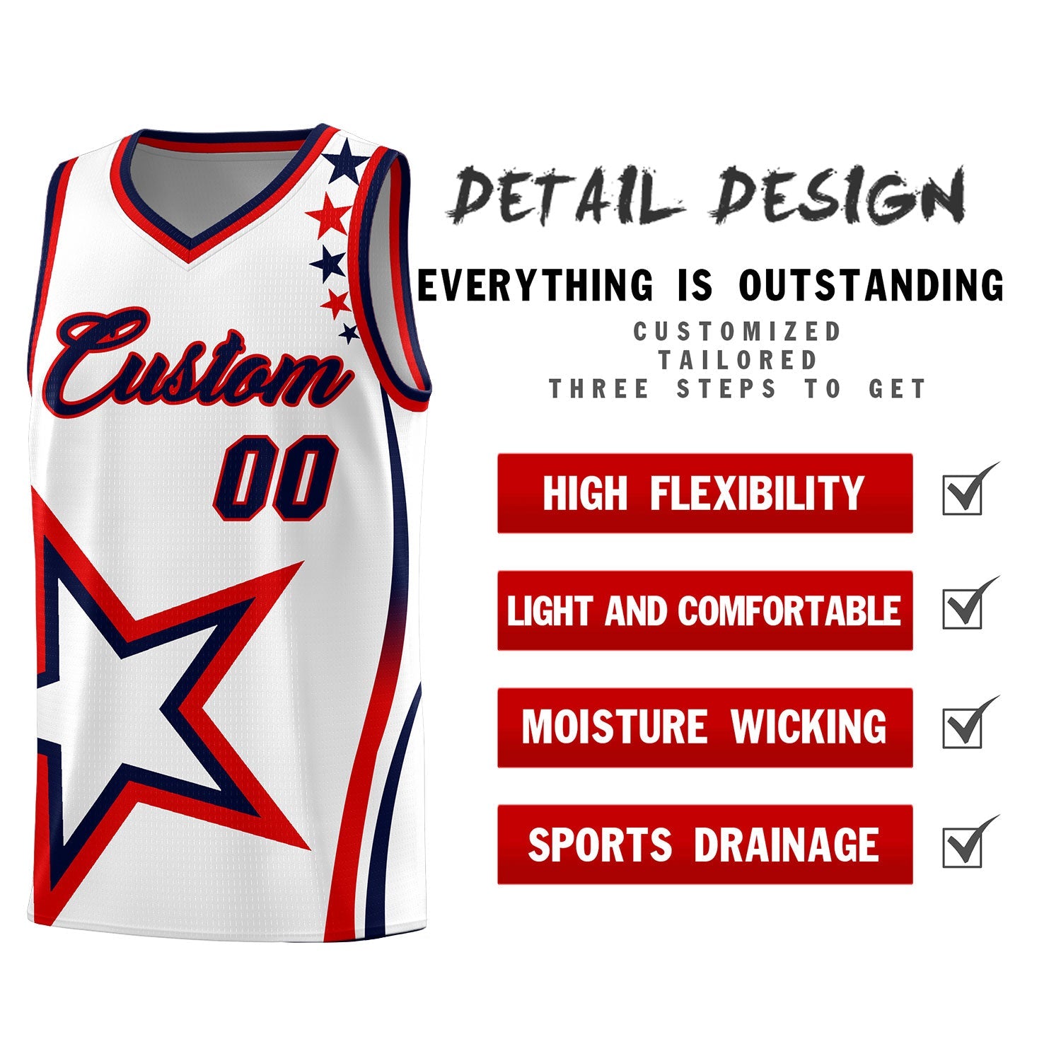 Custom White Shoulder Stars Graffiti Pattern Sets Basketball Jersey