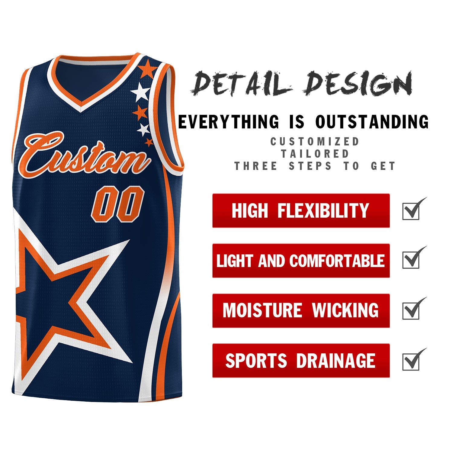Custom Navy Shoulder Stars Graffiti Pattern Sets Basketball Jersey