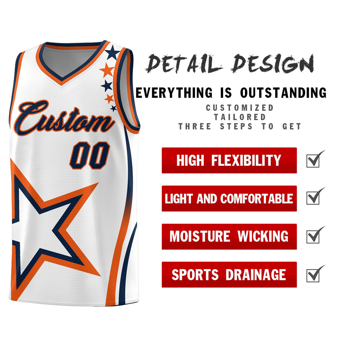 Custom White Shoulder Stars Graffiti Pattern Sets Basketball Jersey