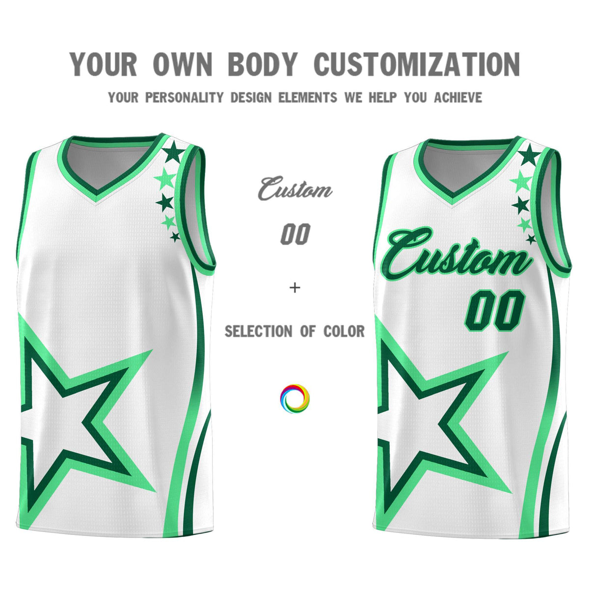 Custom White Shoulder Stars Graffiti Pattern Sets Basketball Jersey