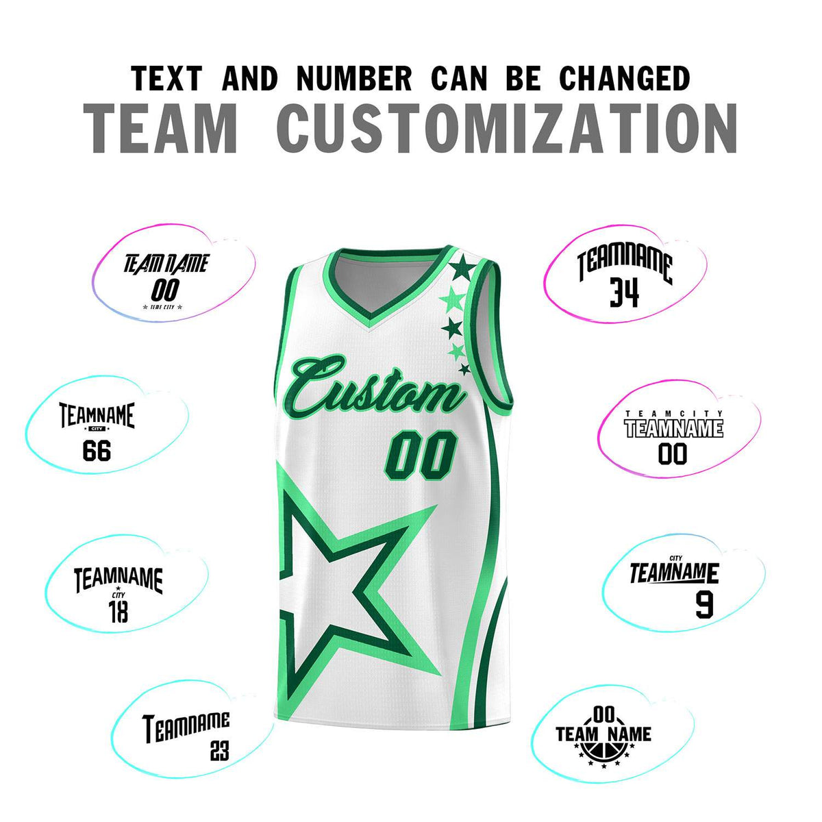 Custom White Shoulder Stars Graffiti Pattern Sets Basketball Jersey