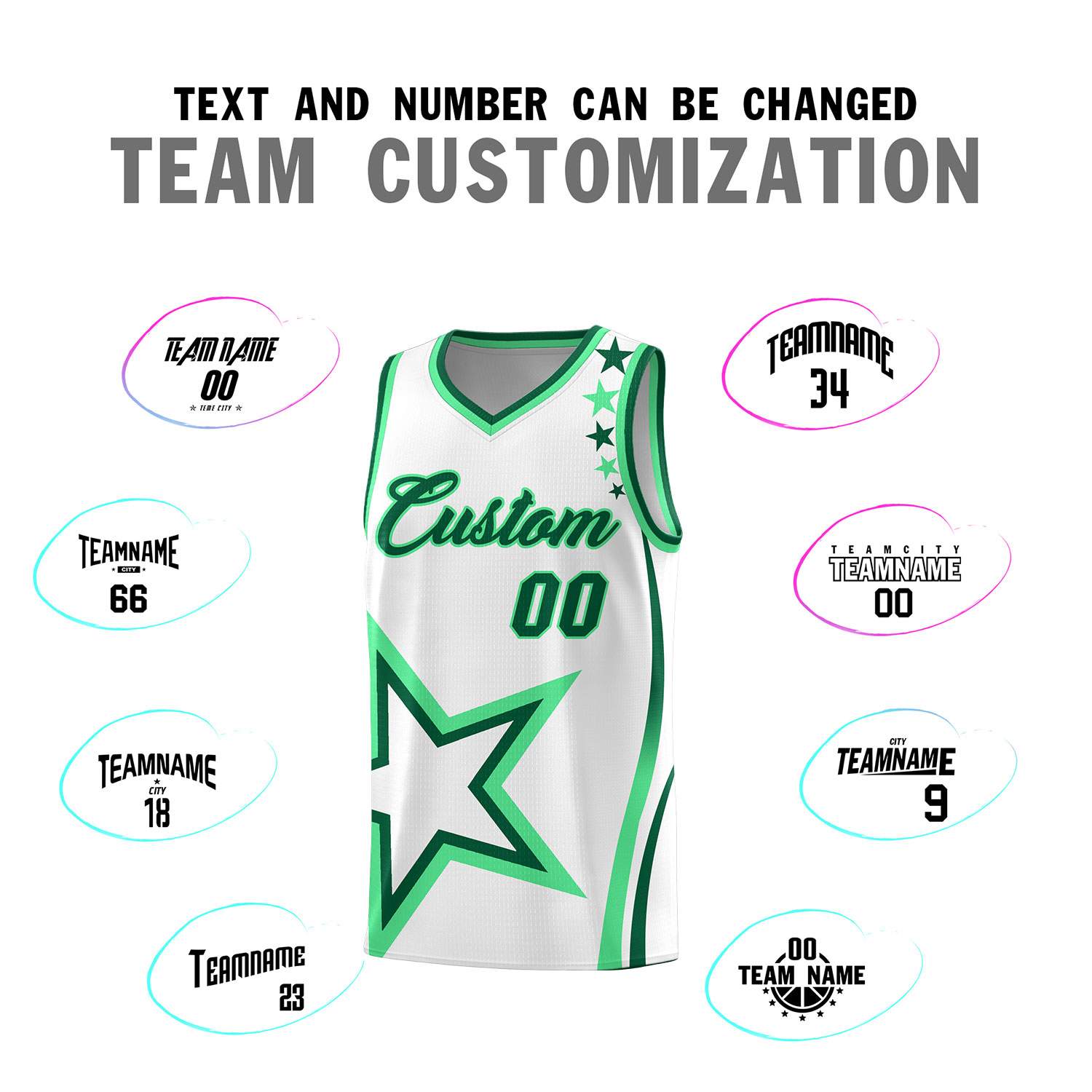 Custom White Shoulder Stars Graffiti Pattern Sets Basketball Jersey