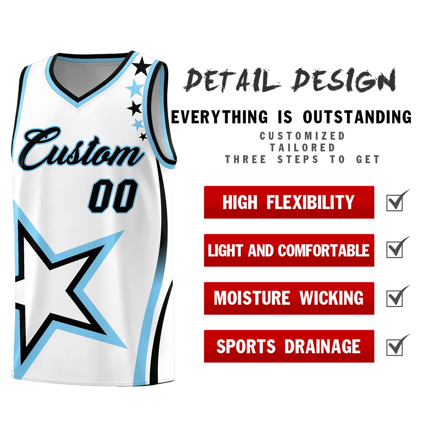 Custom White Shoulder Stars Graffiti Pattern Sets Basketball Jersey