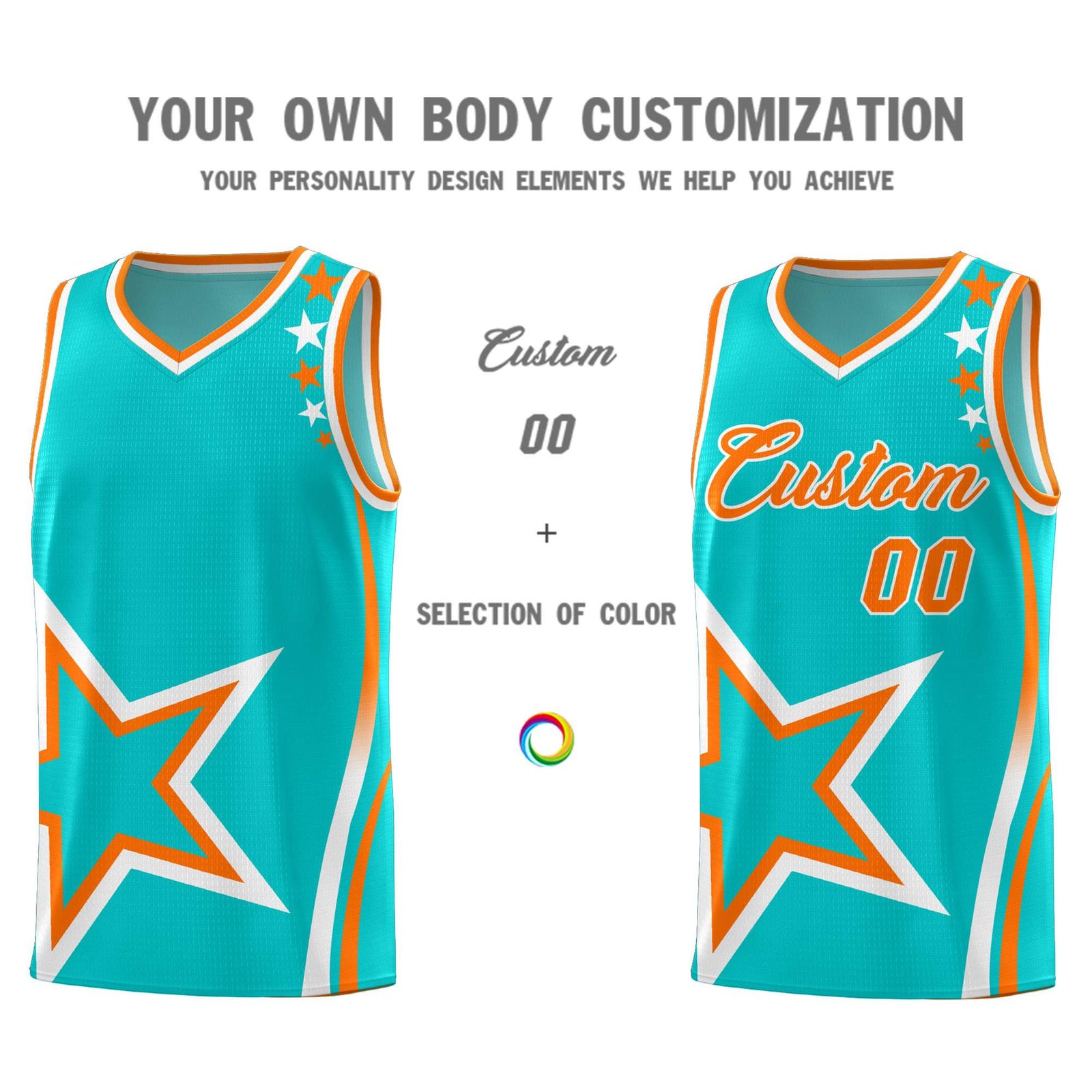Custom Aqua Shoulder Stars Graffiti Pattern Sets Basketball Jersey