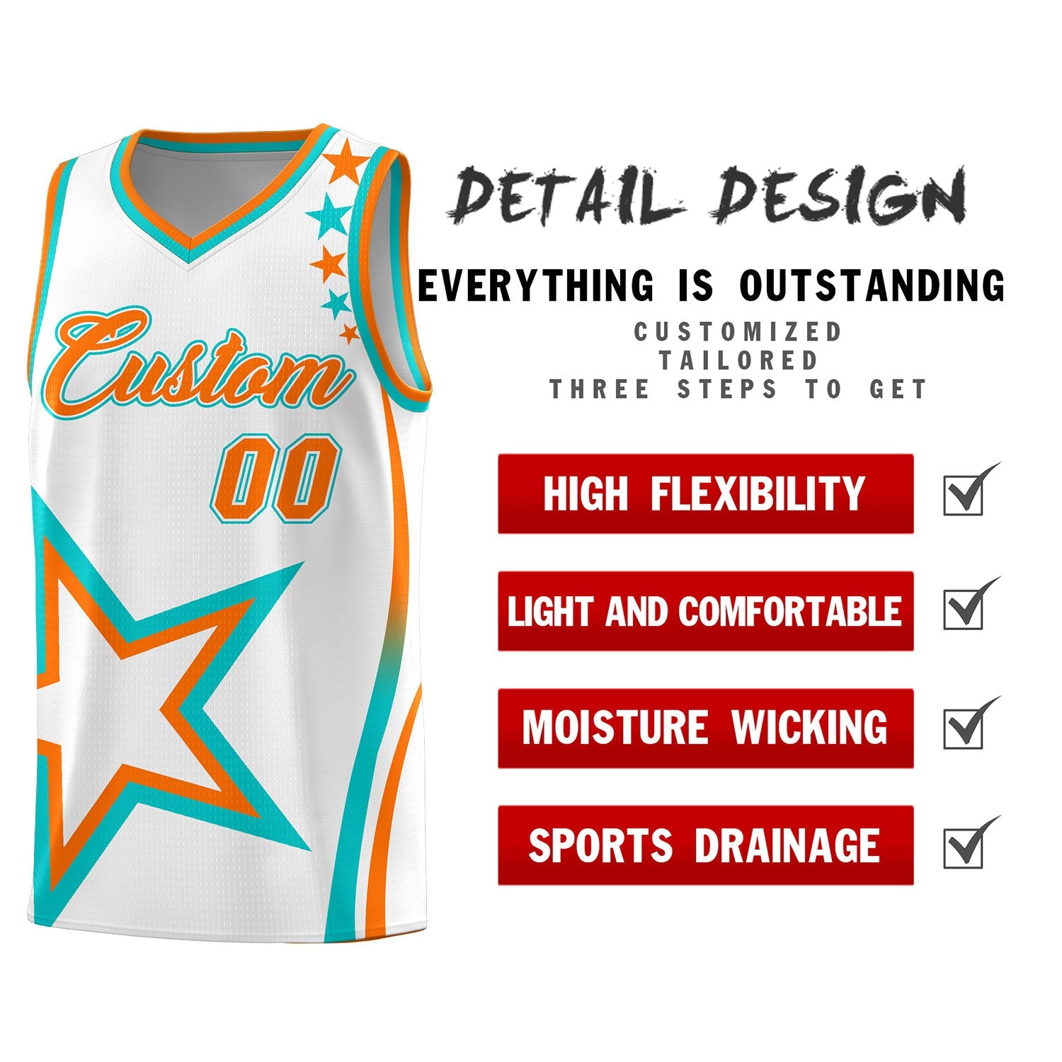 Custom White Shoulder Stars Graffiti Pattern Sets Basketball Jersey