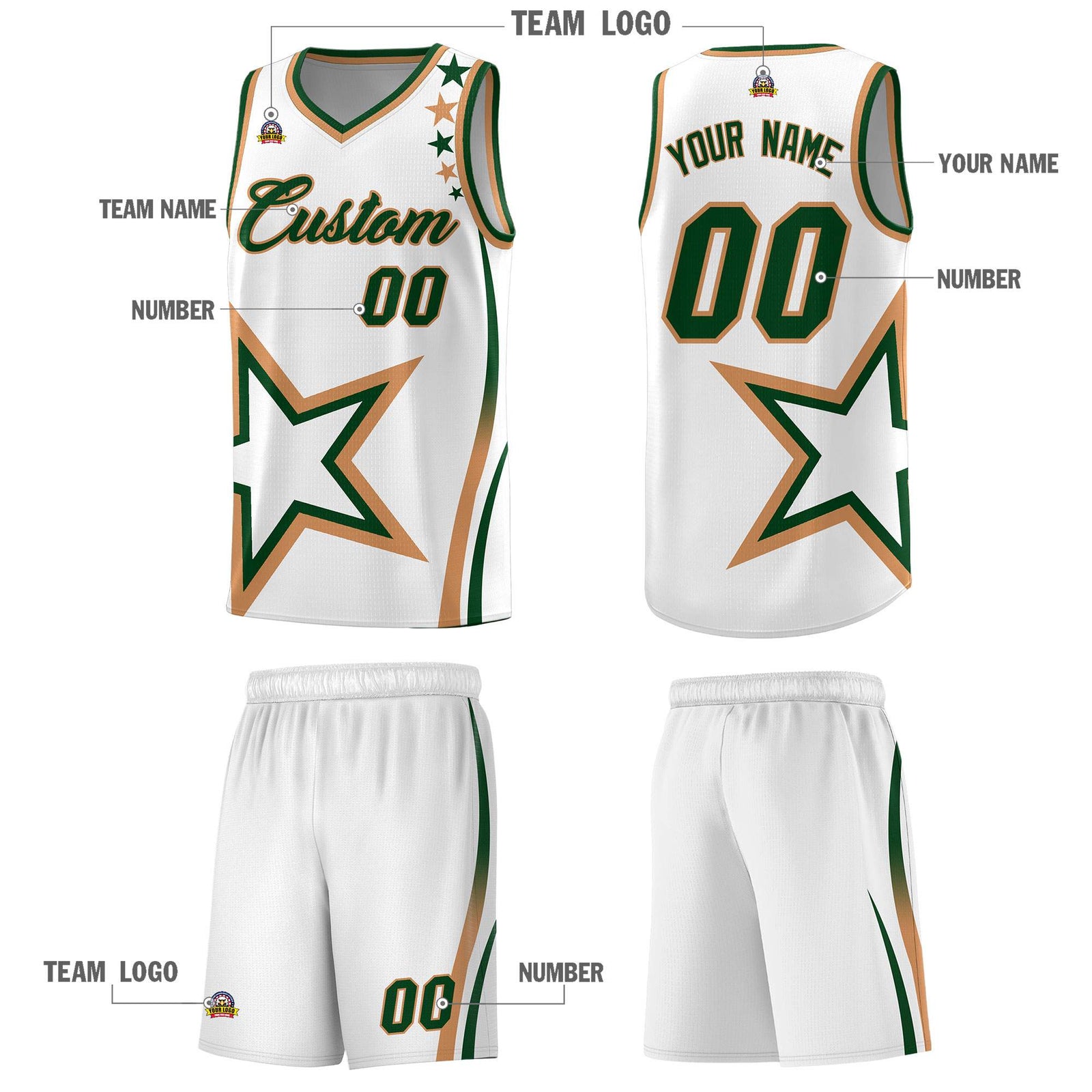 Custom White Shoulder Stars Graffiti Pattern Sets Basketball Jersey