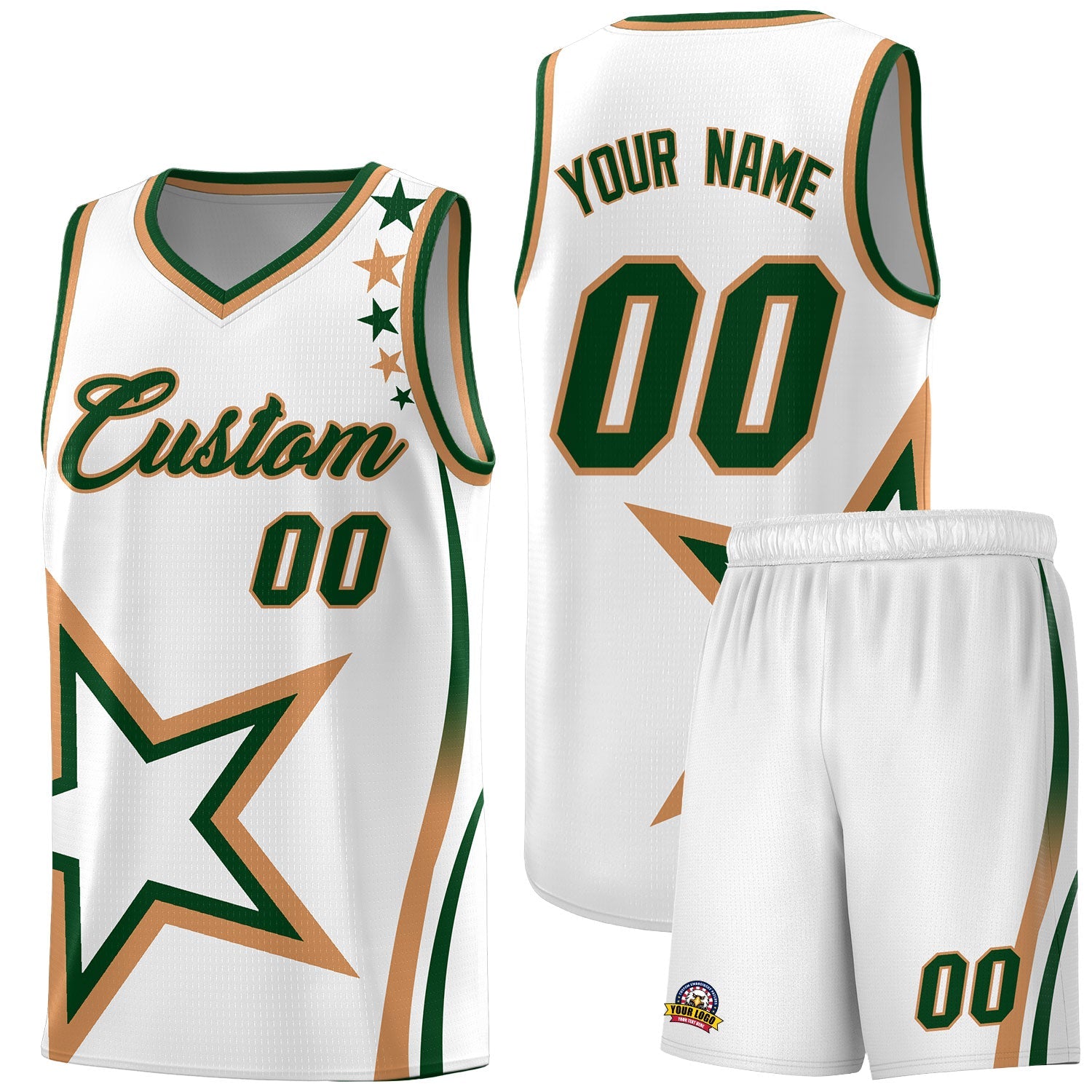 Custom White Shoulder Stars Graffiti Pattern Sets Basketball Jersey