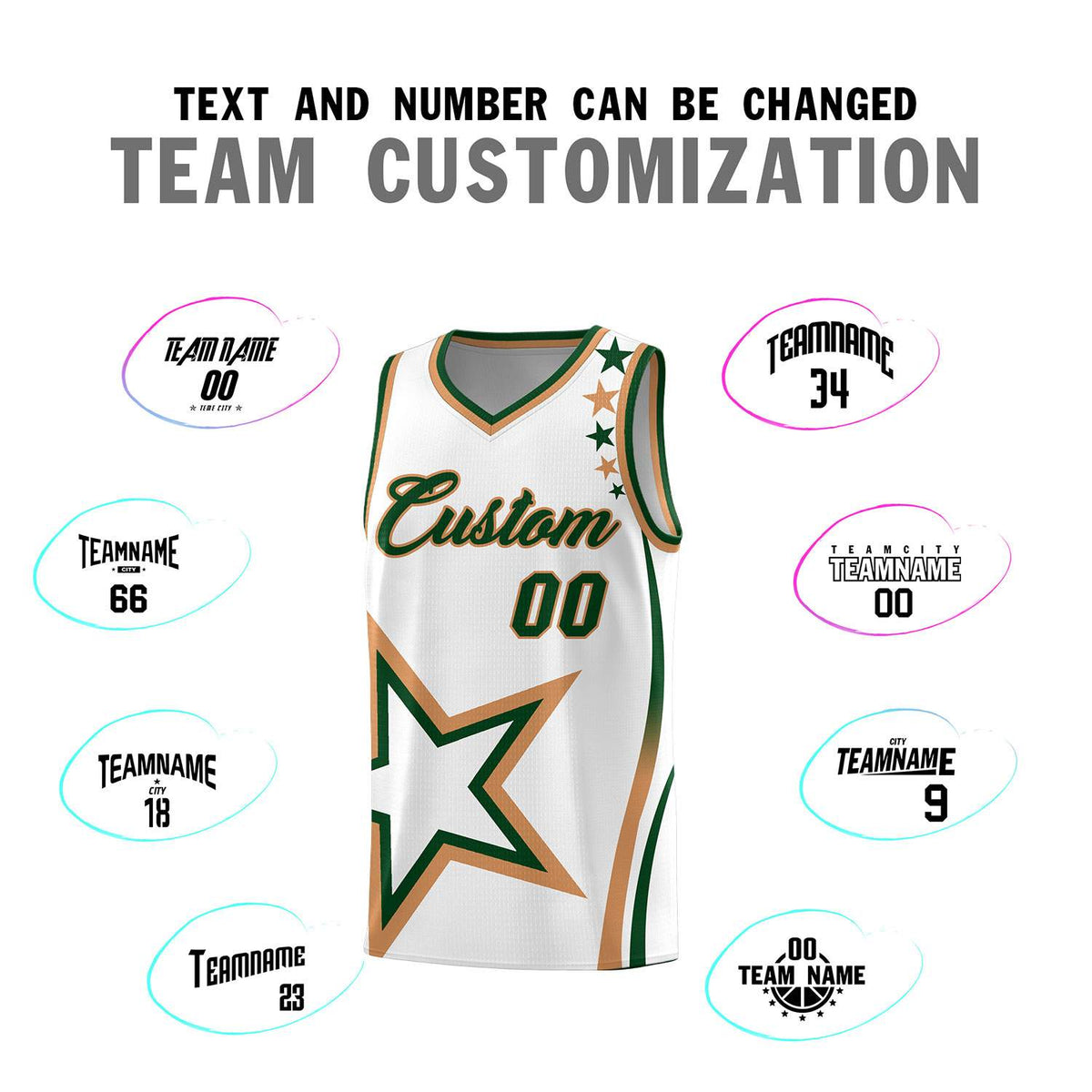 Custom White Shoulder Stars Graffiti Pattern Sets Basketball Jersey