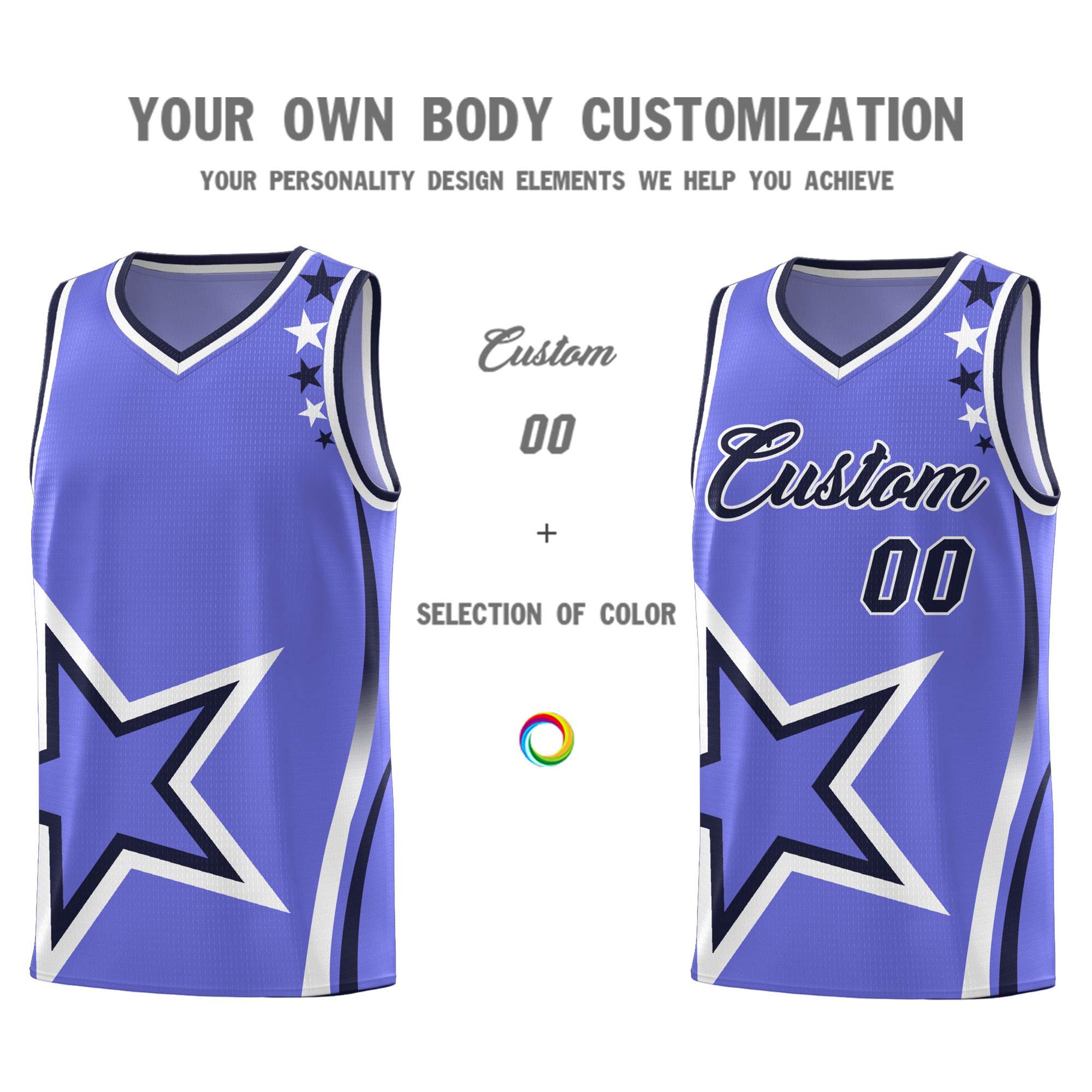 Custom Purple Shoulder Stars Graffiti Pattern Sets Basketball Jersey