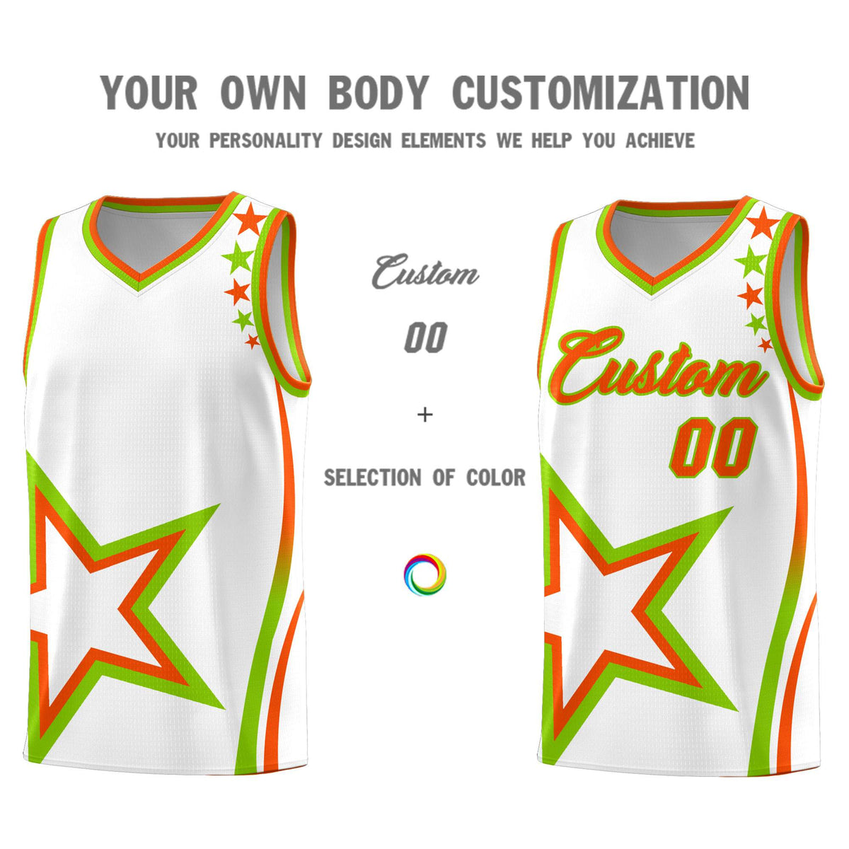 Custom White Shoulder Stars Graffiti Pattern Sets Basketball Jersey