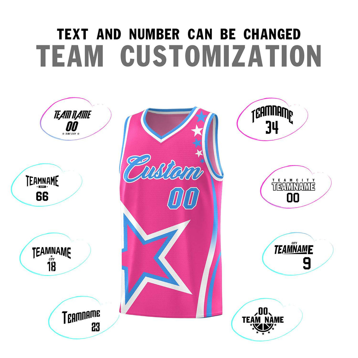 Custom Pink Shoulder Stars Graffiti Pattern Sets Basketball Jersey